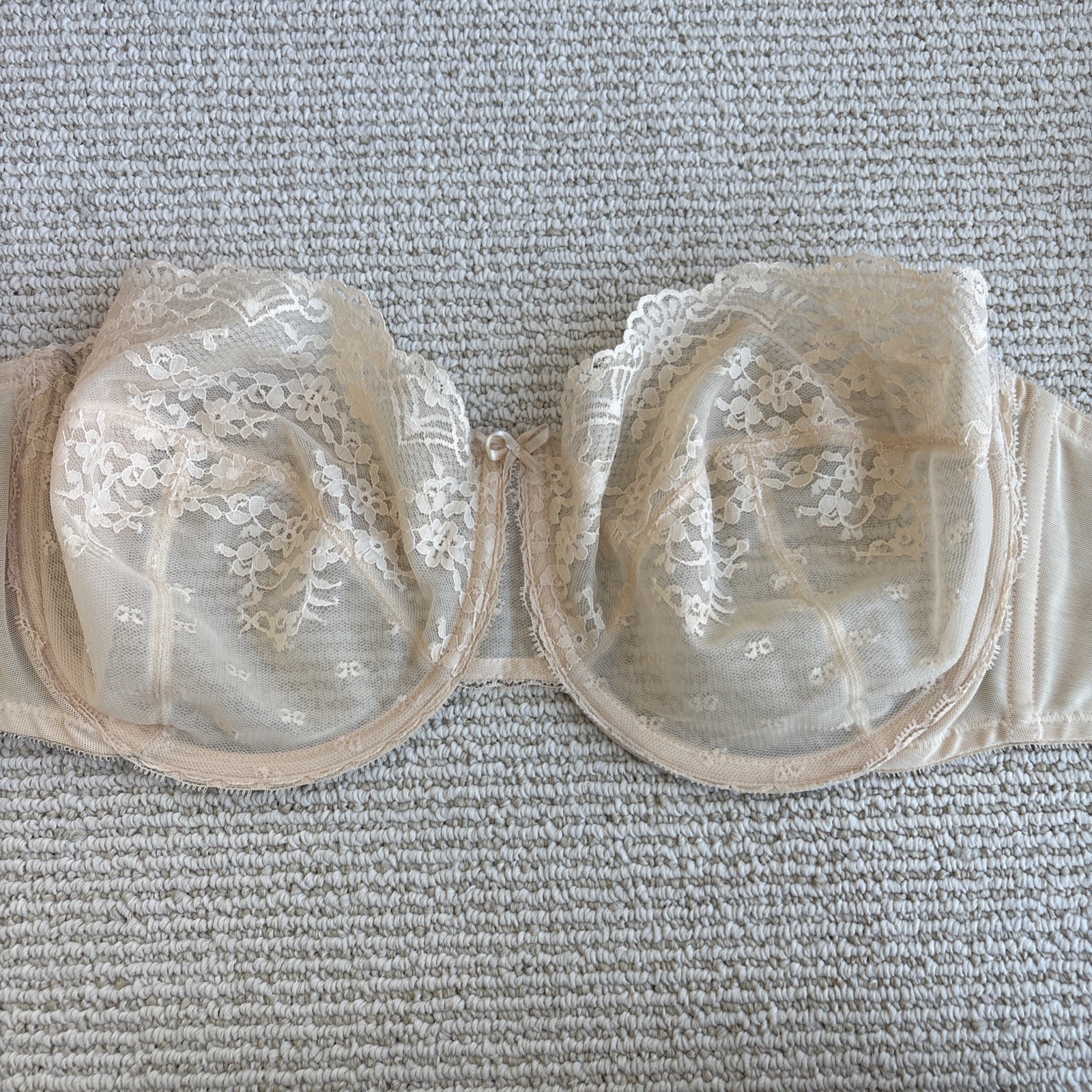 Vintage Vanity Fair Lace Underwire Bra 38D USA Made Style 74-100 Strapless