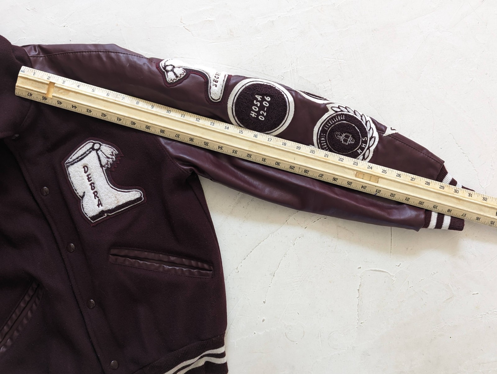 DeLONG Planoettes PSHS Varsity Jacket Maroon Wool Small Plano Senior High School