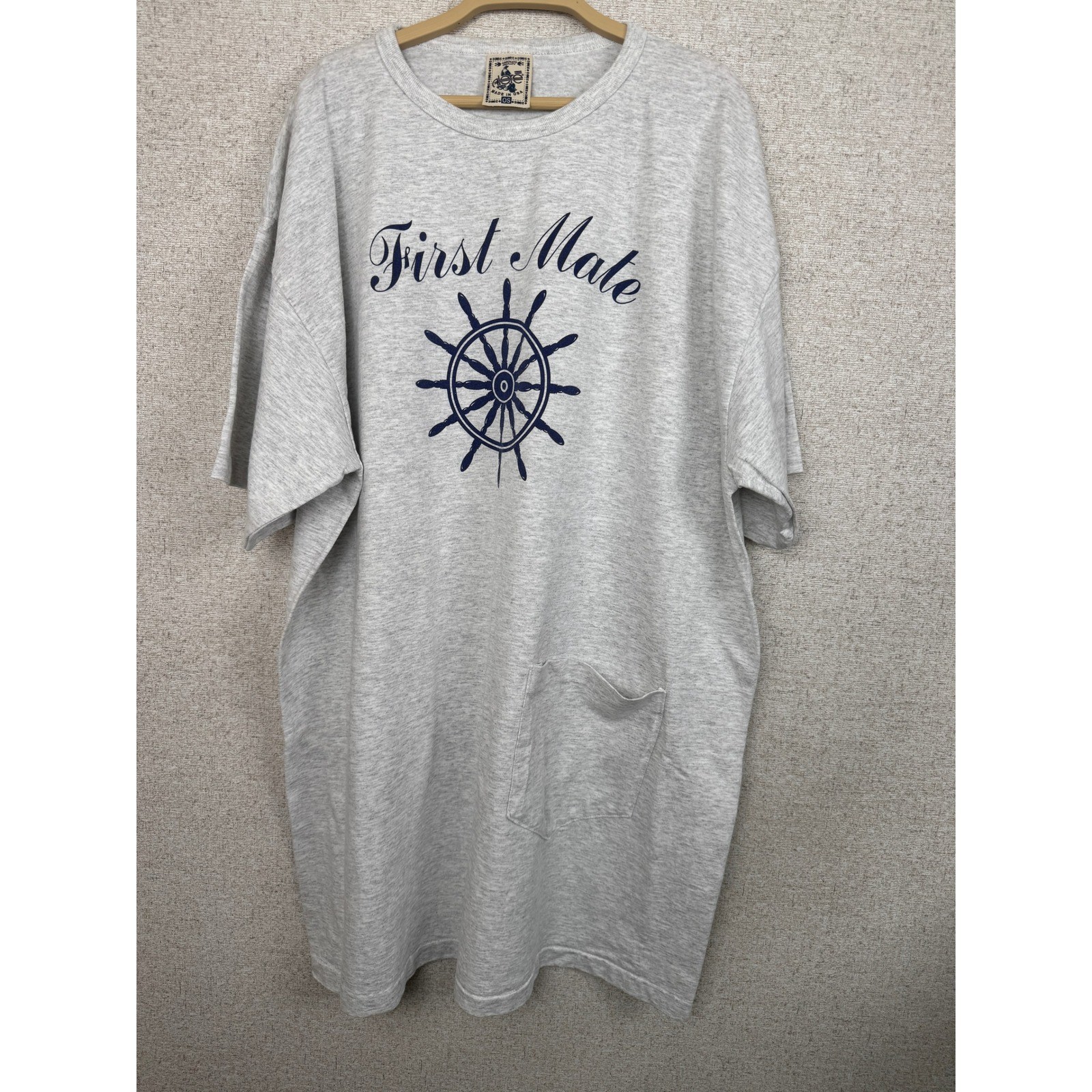 Vintage 90s First Mate Nautical Ship Wheel T-Shirt Dress Made in USA OS