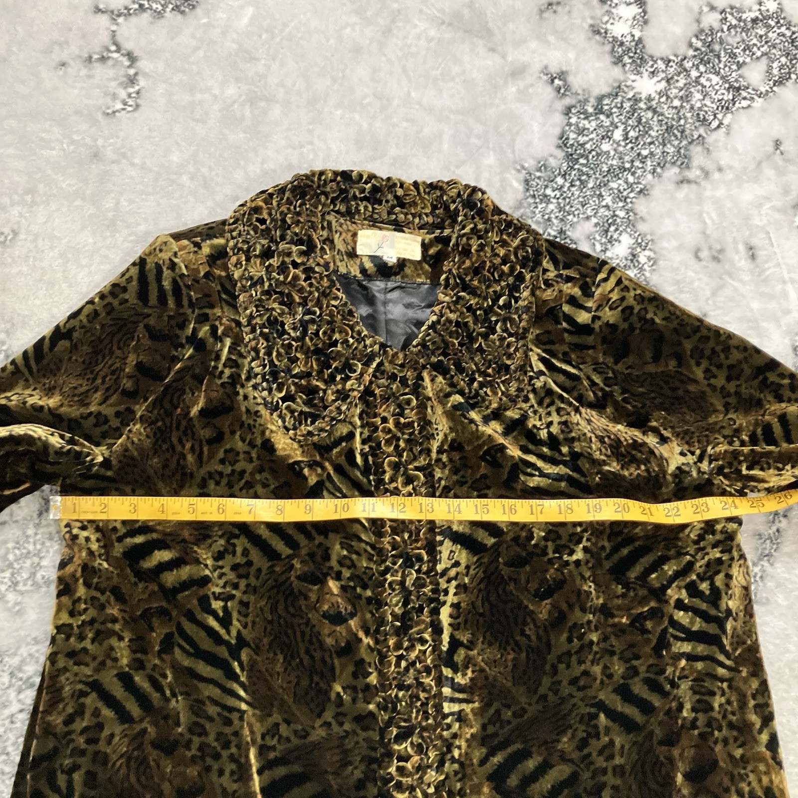 Vintage Rose Animal Print Velvet Burnout Duster Robe Jacket Silk Blend Size M