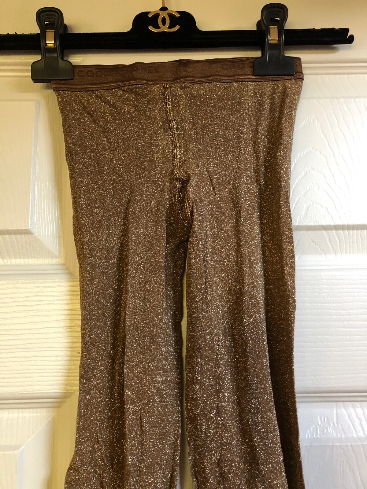 CHANEL Pre-Fall 2009 VINTAGE NEW GLITTER COCO CHANEL GOLD STOCKINGS S FR34-FR38
