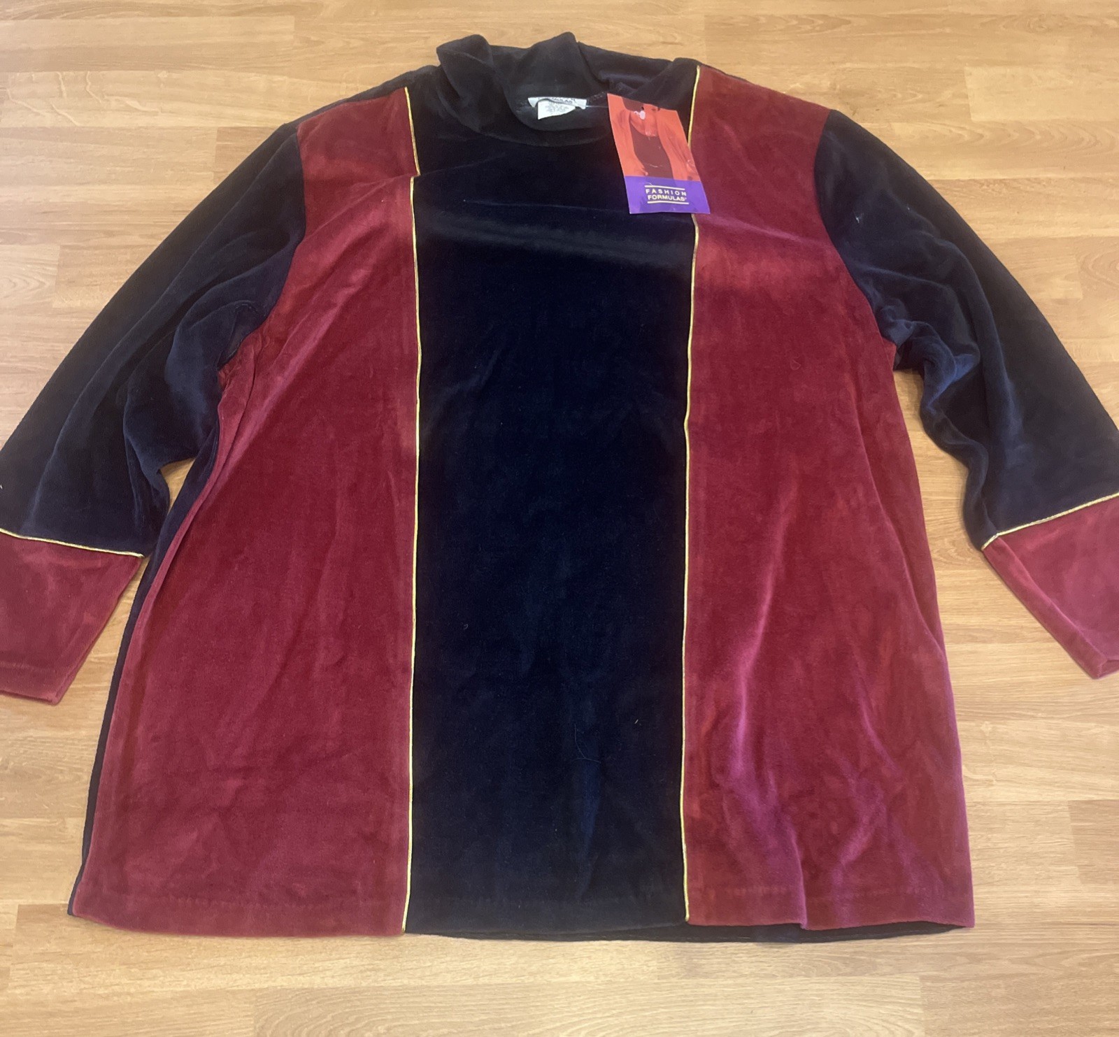 NEW VINTAGE 90s FASHION FORMULA Velvet Felt Shirt Half Sleeve 1X DEADSTOCK