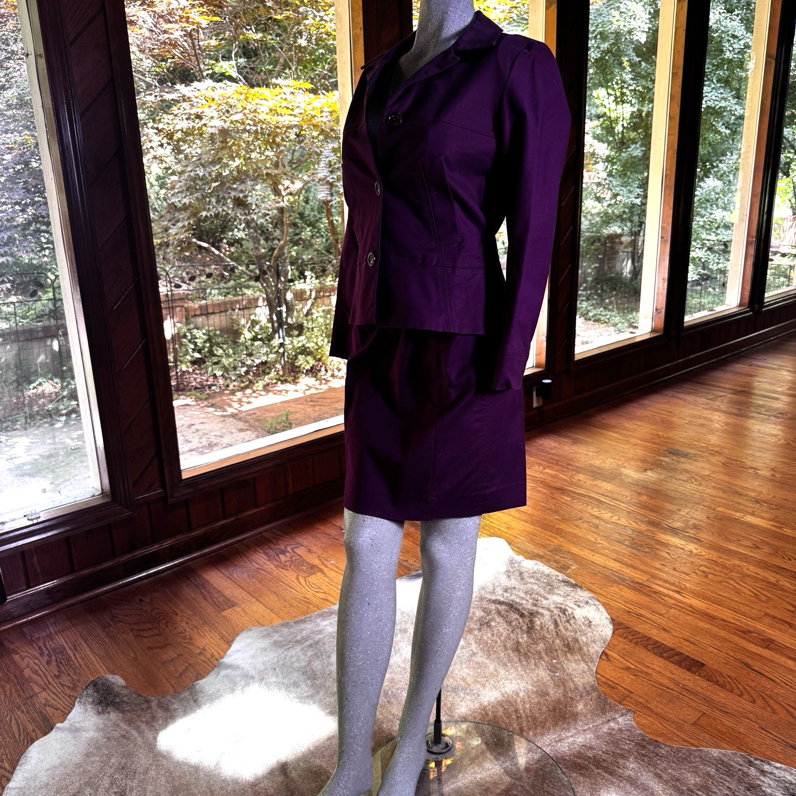 Vintage Pendleton Womens Purple Plum Cotton Skirt Suit Set Size 8 Academia