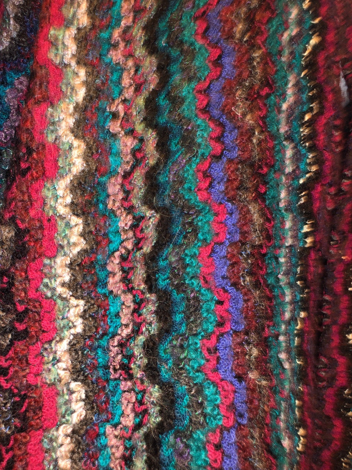 Graff California Wear Vintage Coat Of Many Colors Multicolor Yarn Knit Jacket 14