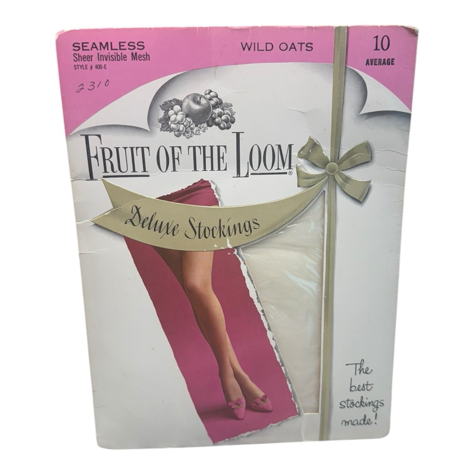 Vintage Fruit Of The Loom Gold Ribbon Deluxe Stockings Wild Oats 10 Average