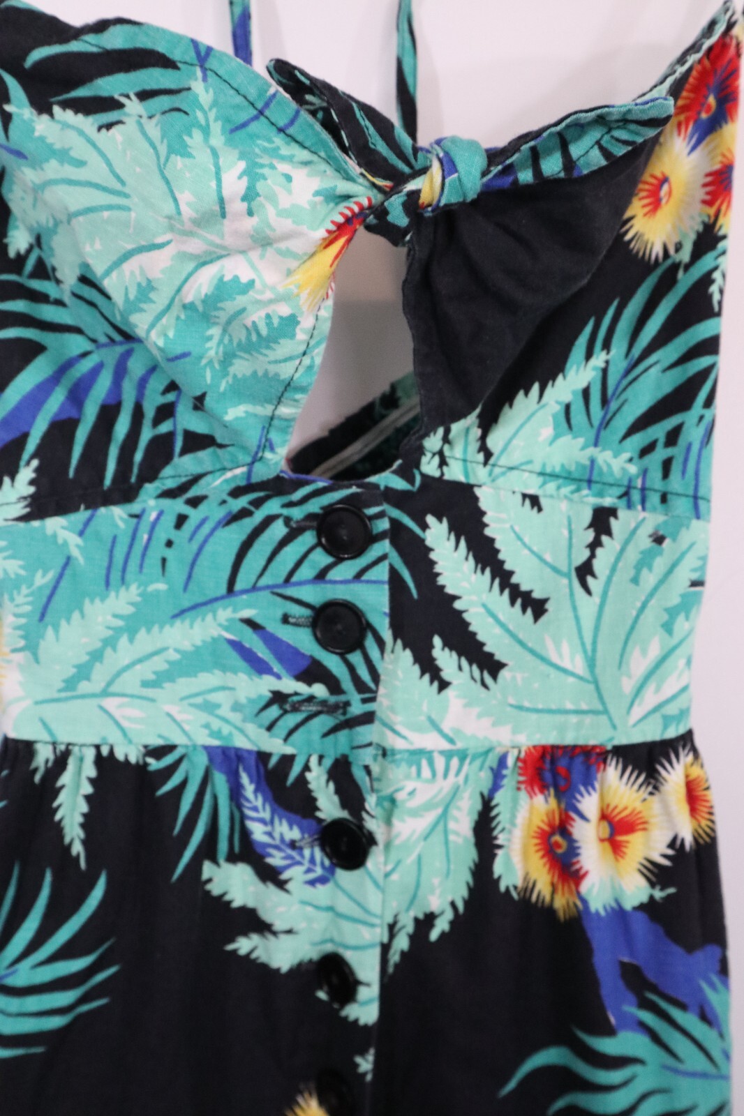 Vtg Young Edwardian By Arpeja Bombshell Hawaiian Print Jumpsuit Sz XS Pinup VLV