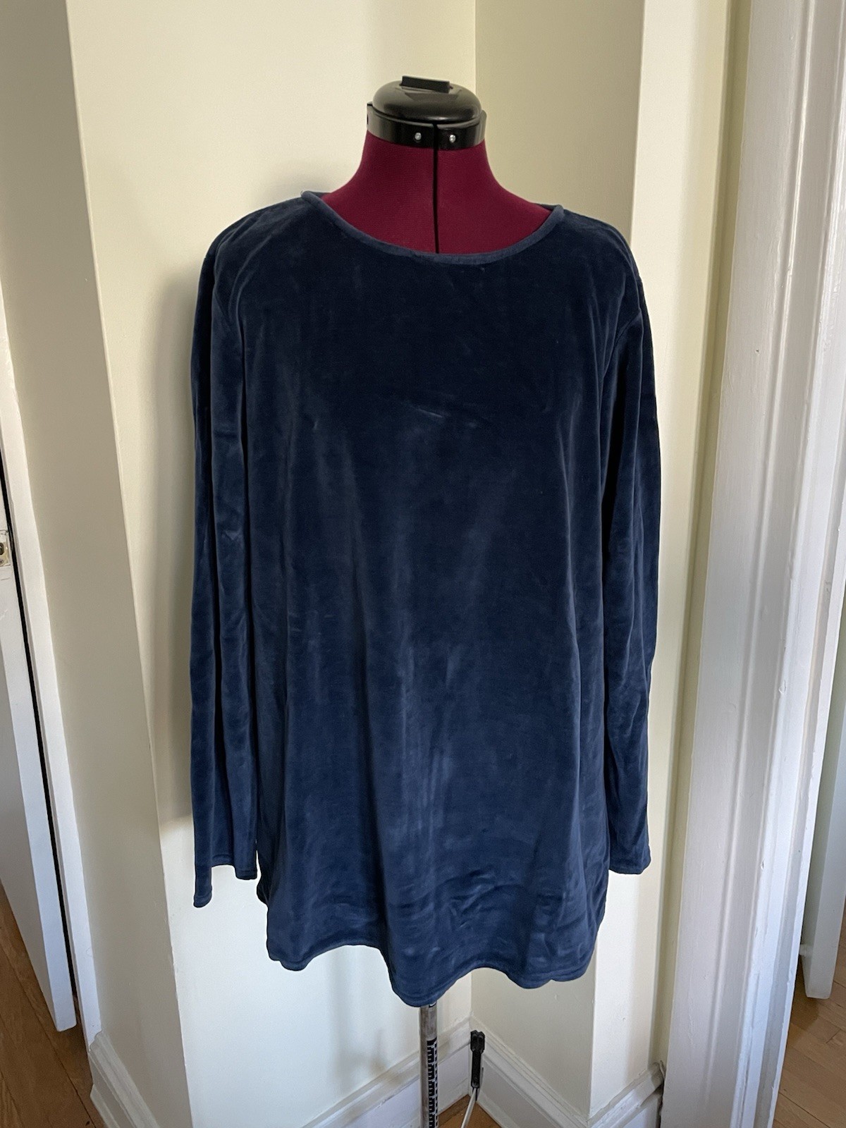 1990s Vintage CP Shades Sausalito Cotton Velvet Blue Tunic Great Condition Sz M
