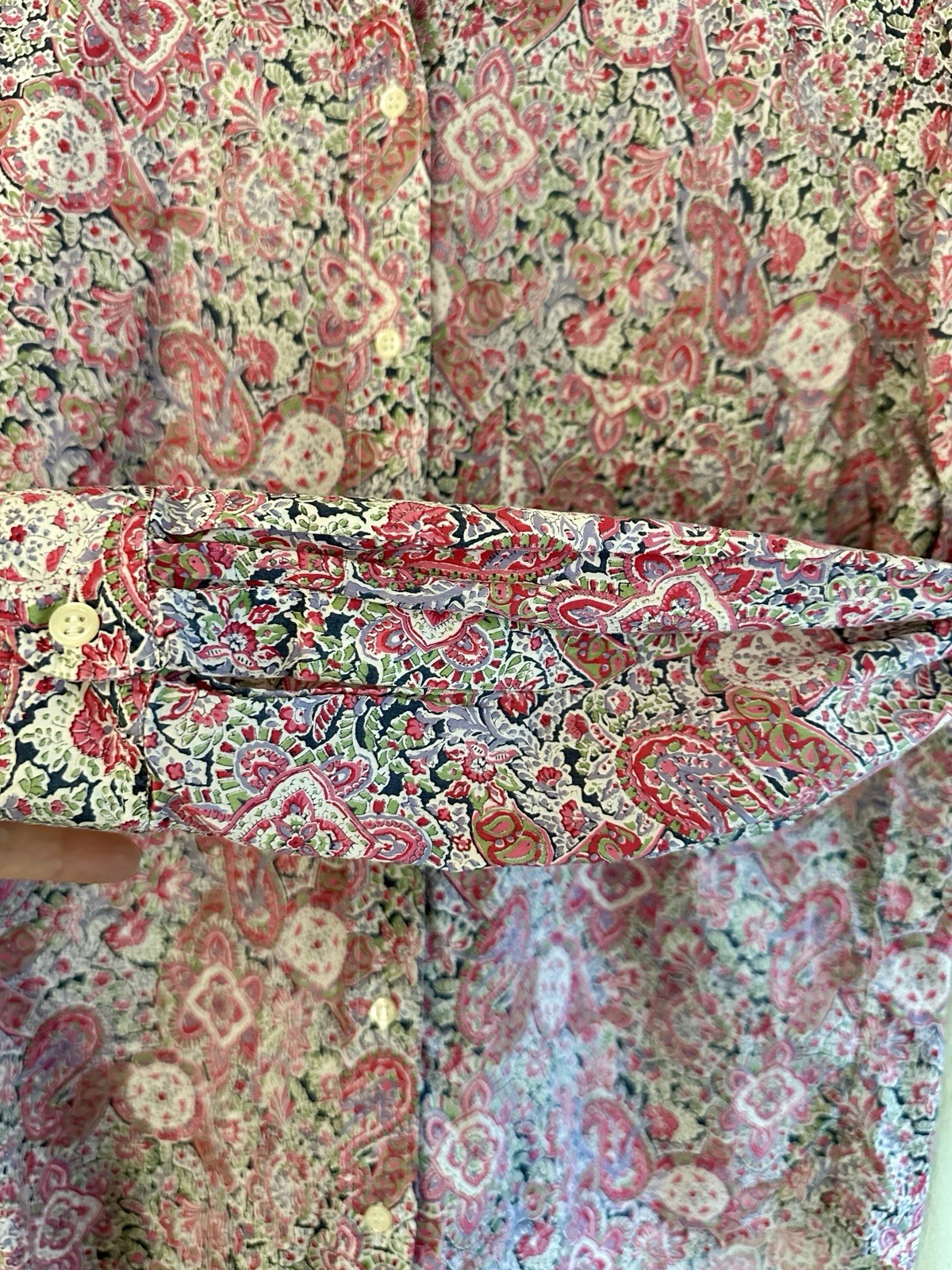VTG Cacharel SzM Cotton Pink Floral Paisley Shirt La Chemiserie France 80s