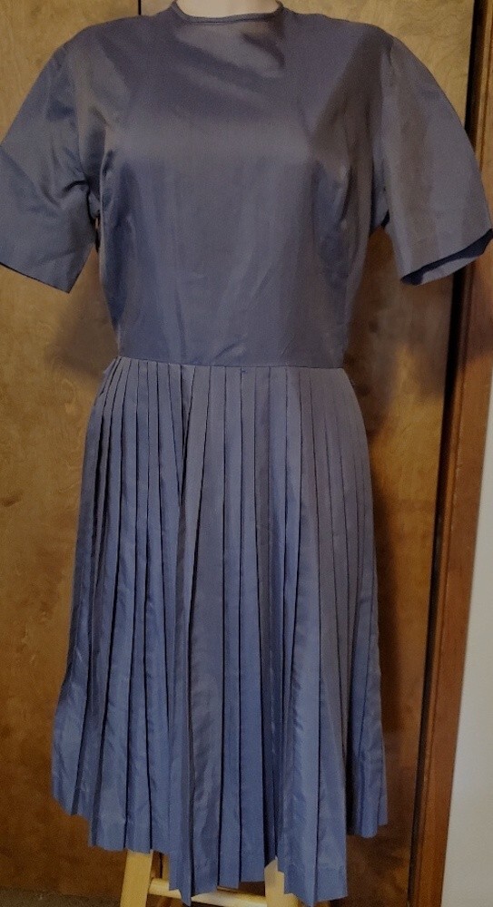Vintage Fritzi of California Gray Day Dress, Pleated Skirt, Size 13/14; EXC