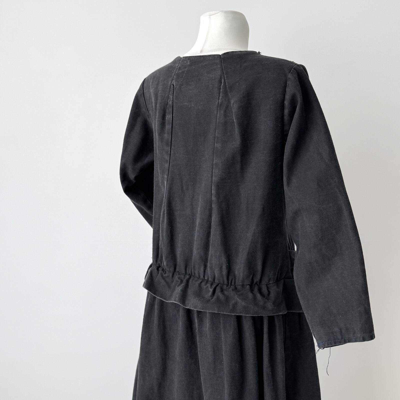 Antique 1900s European Work Women’s Black Cotton Maids Dress