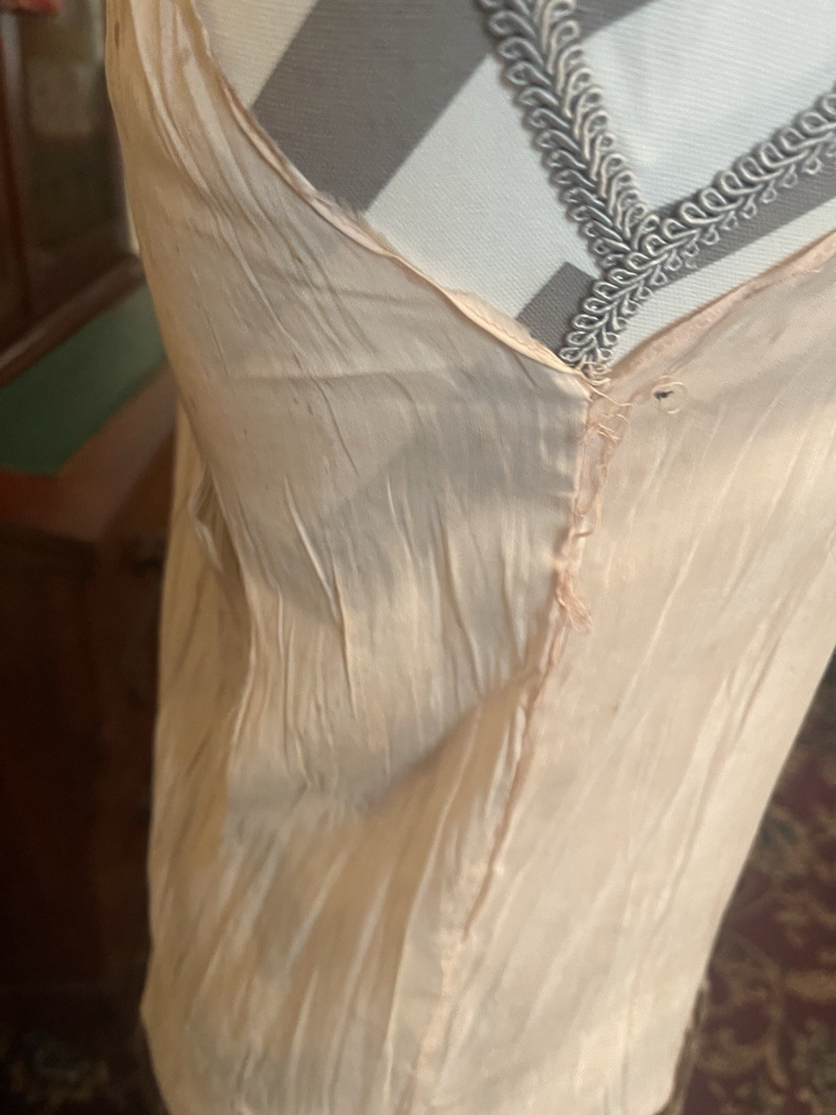 Antique 1920s Brown Chiffon Crepe Flapper Dress Art Deco Black Beading
