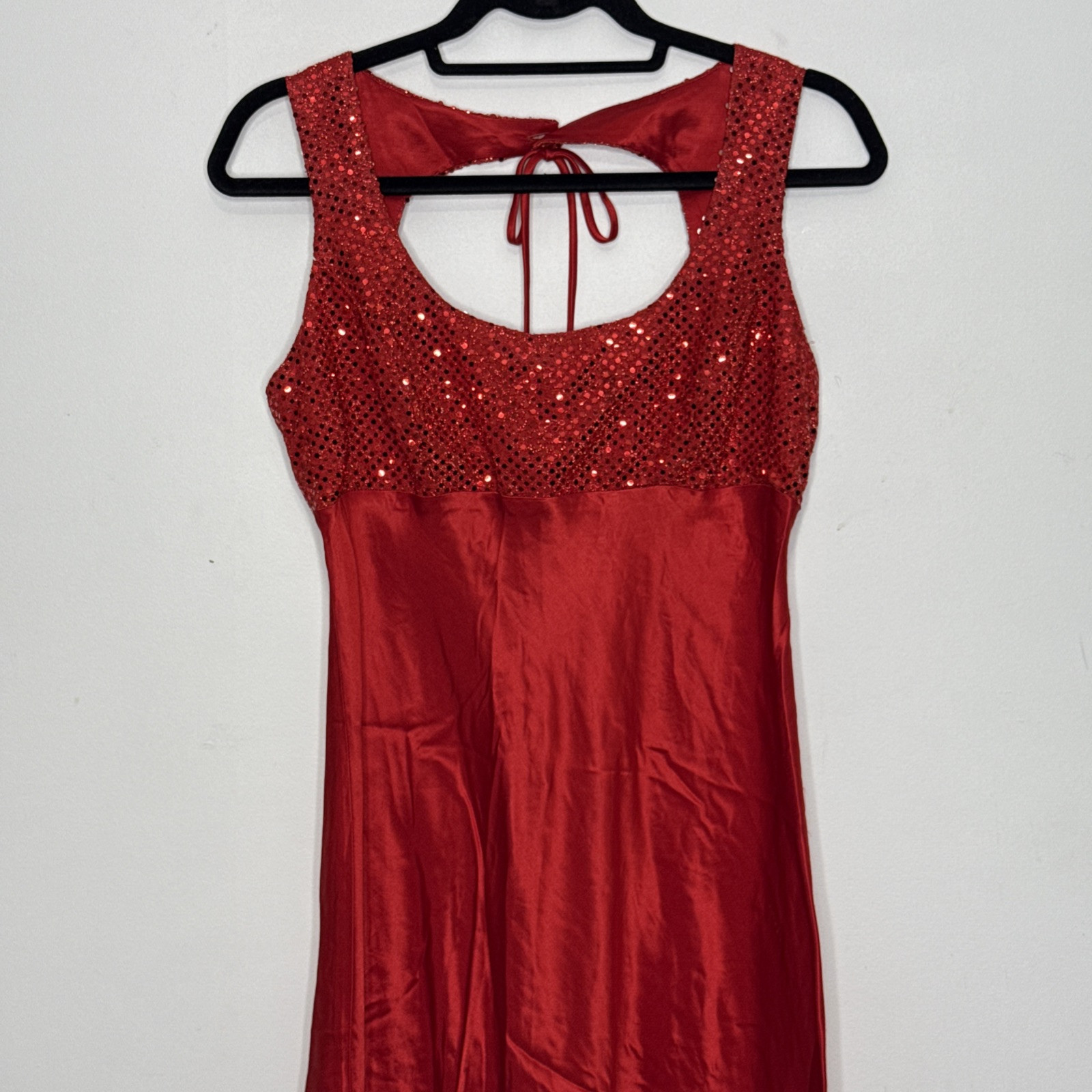 Vintage Steppin’ Out Red Sequin & Liquid Satin Bias Cut Cocktail Dress 11/12