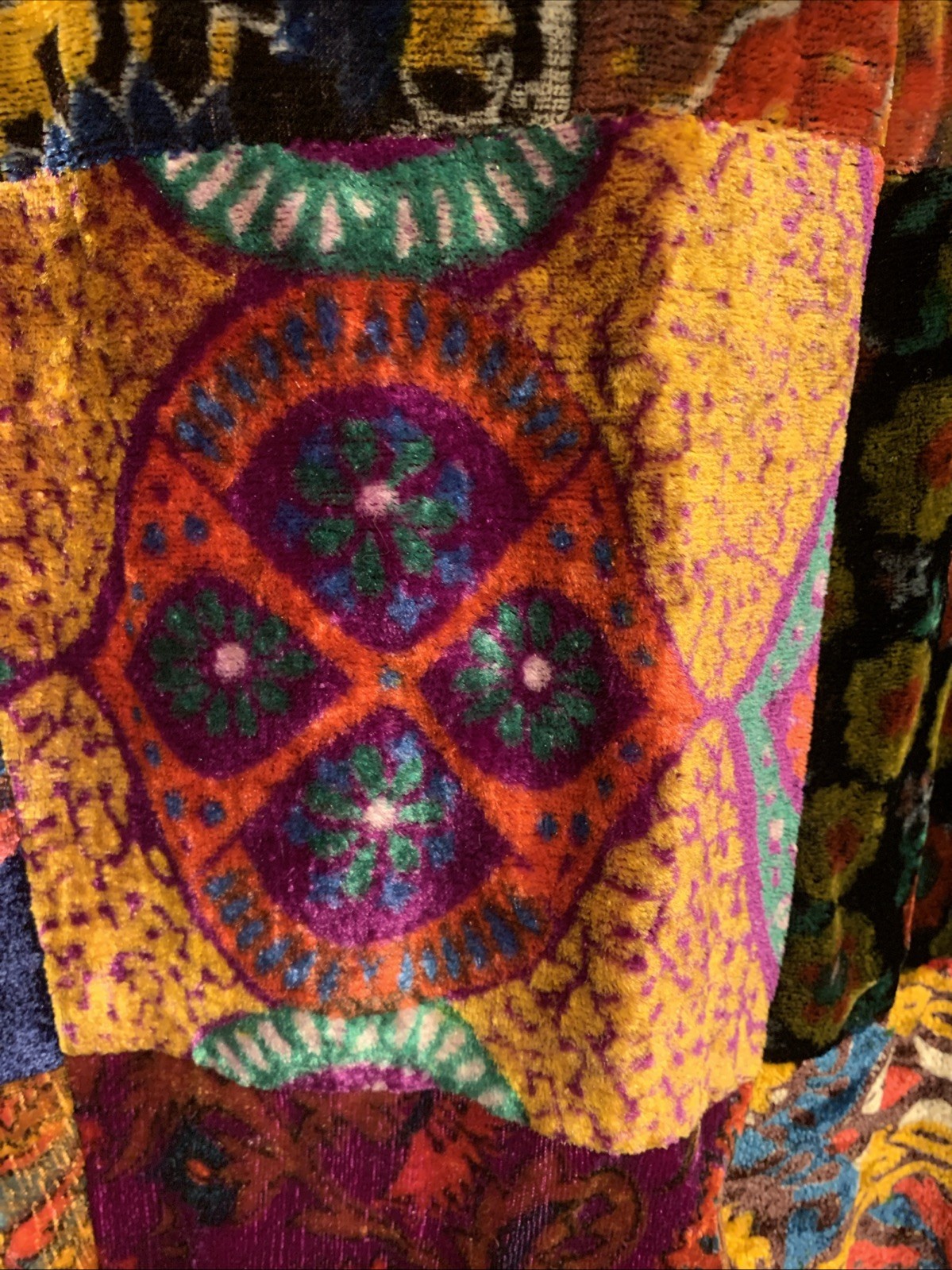 VINTAGE Vicky Vaughn Velvet Patchwork Long Skirt Gypsie Boho Hippy 70s 24&Prime; Waist