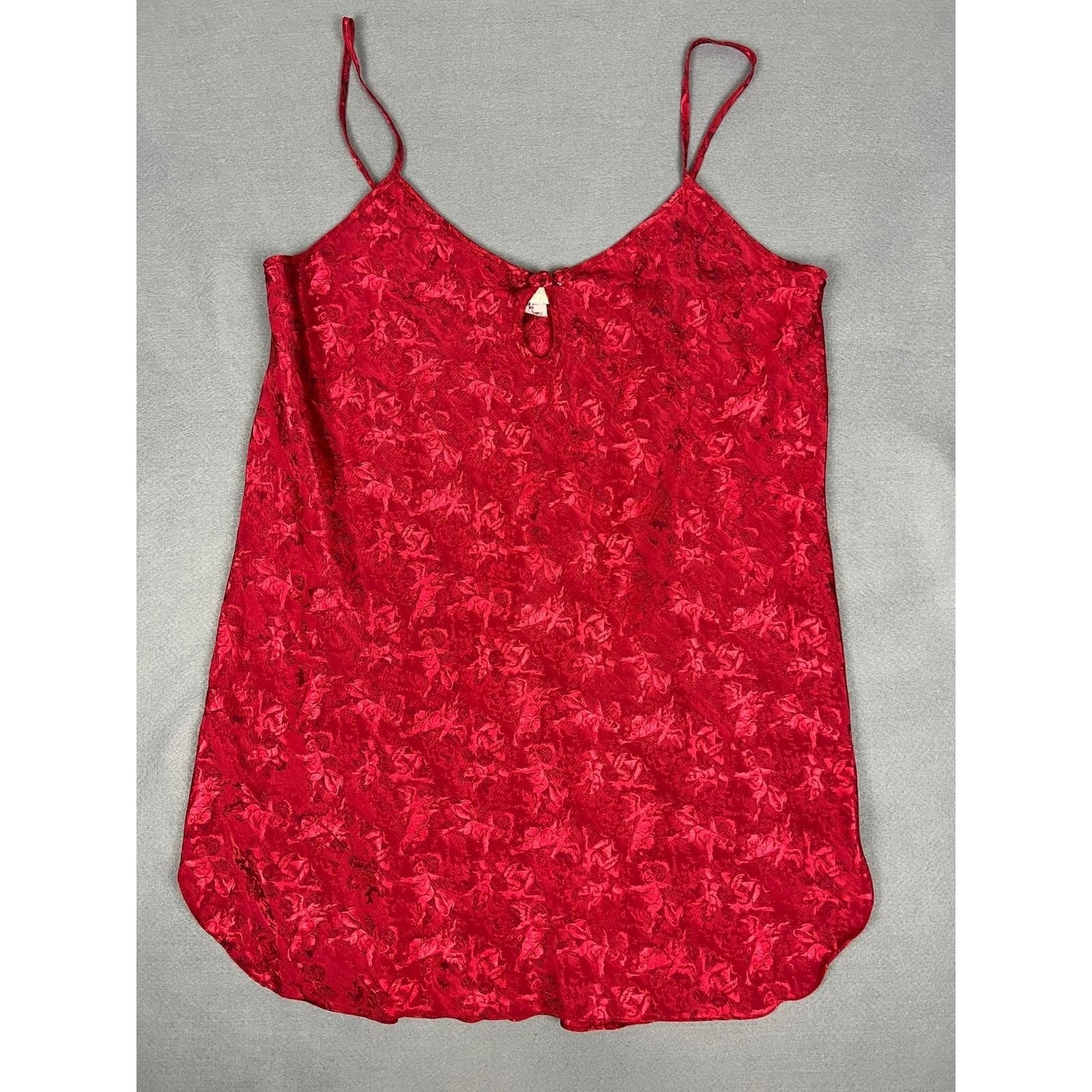 Inner Most Cupid Jacquard Satin Chemise Nightgown Romantic Coquette Red Large
