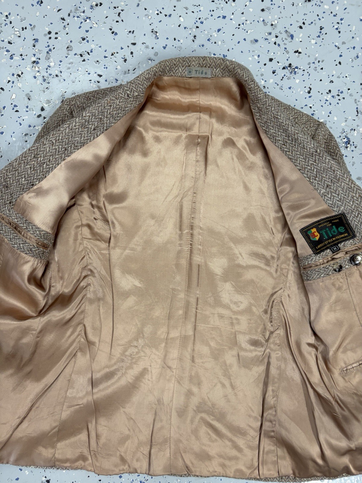 Vintage Tan Wester Tweed Houndstooth Blazer Size Medium