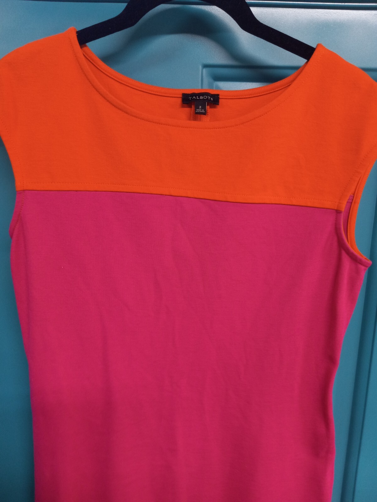 Talbots Vintage 2 Pink & Orange Rayon Nylon Spandex Shift Dress Fits Like 4/6