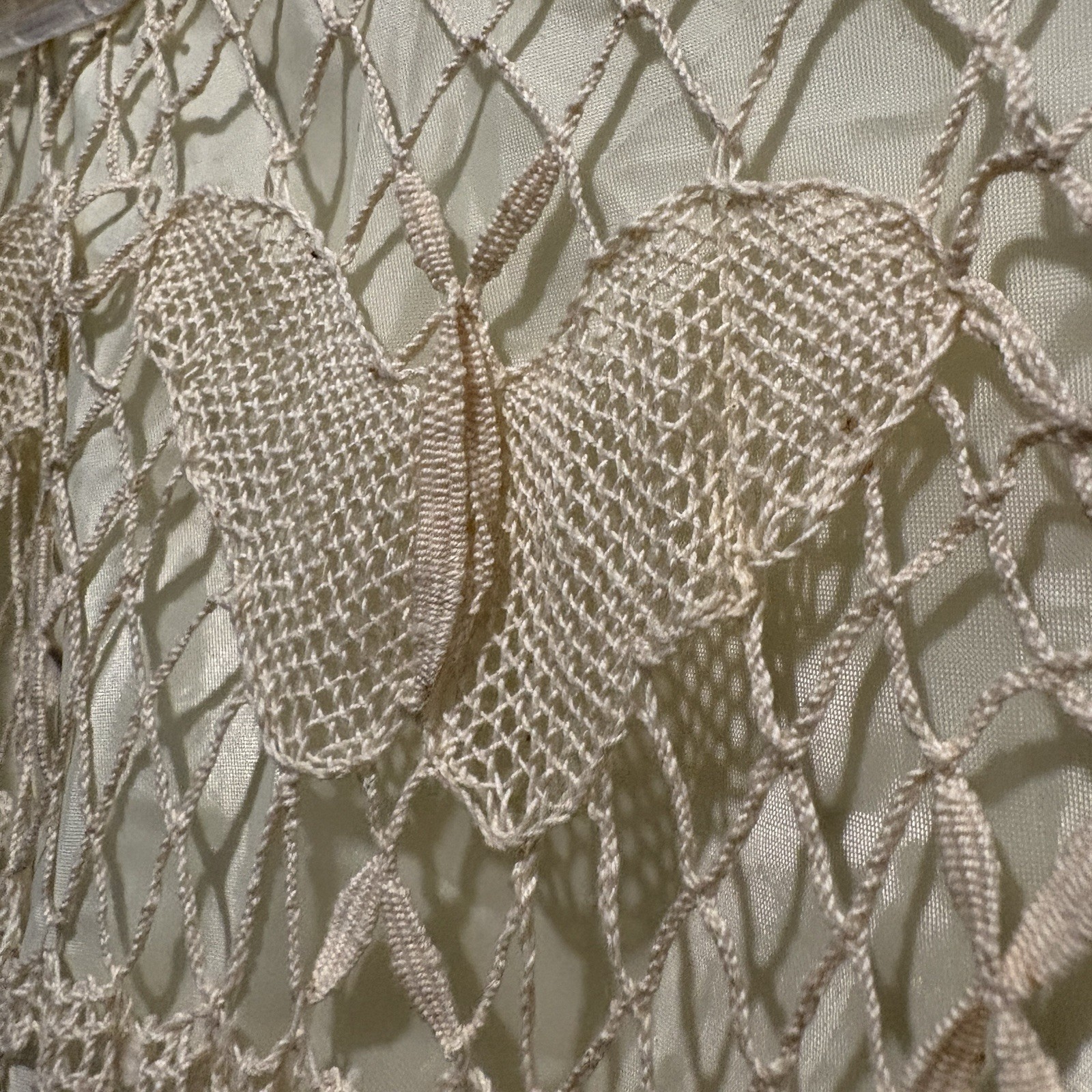 Vintage Handmade Crochet Midi Skirt Cream Size Small Boho Coquette Butterflies