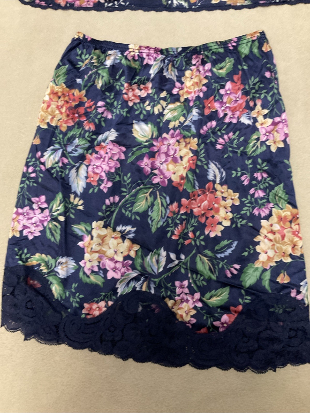 VTG Vanity Fair Camisole Slip Set Small Womens Blue Floral Satin