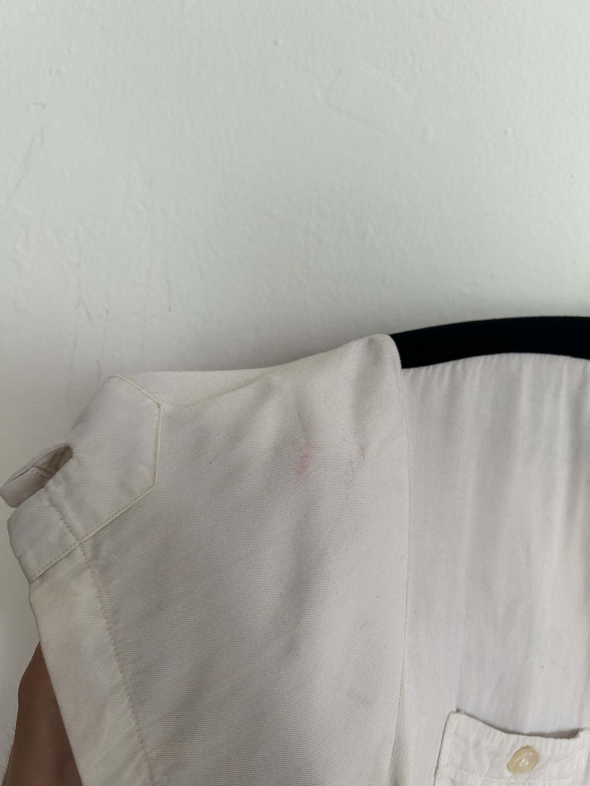 Vintage 1950s Rayon Loop Collar Bowling Shirt Women’s Size 34 Chain Stitch White