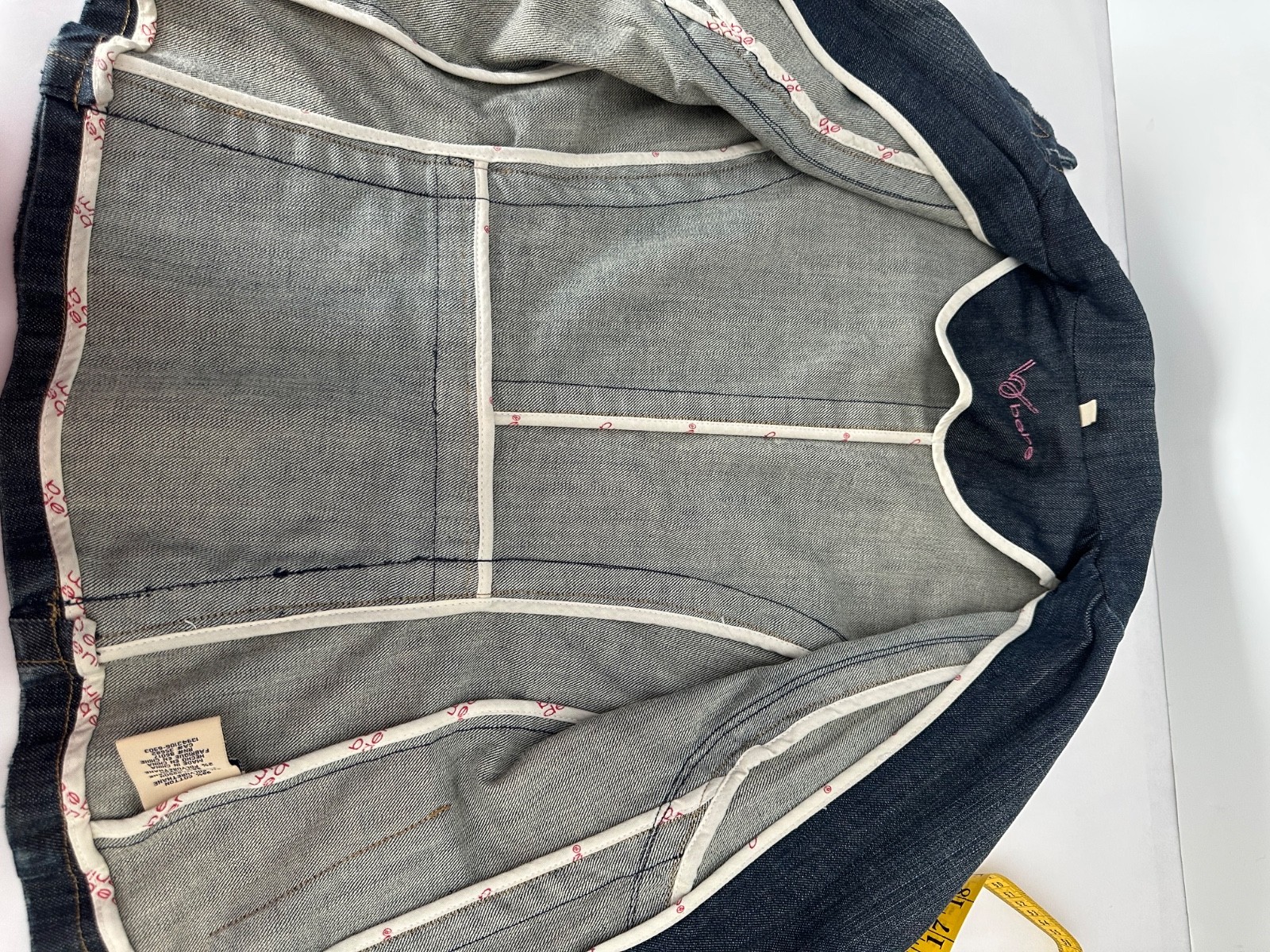 Bebe Vintage 2000s Y2K denim jacket blazer in dark wash and snatched waist