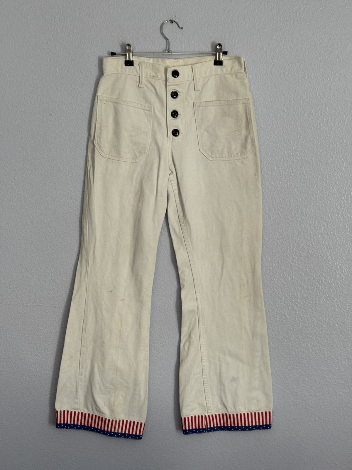 Vintage 70s Wrangler White Bell Bottoms Women&rsquo;s Sz 28 x 29 USA Hippie