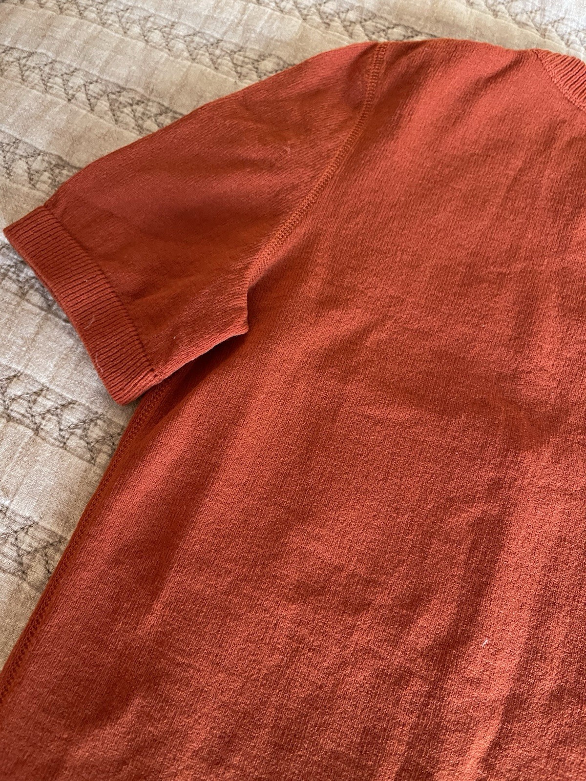 Vintage 70s Courreges Sheer Patch Pocket Logo T-Shirt Burnt Orange – SEXY!