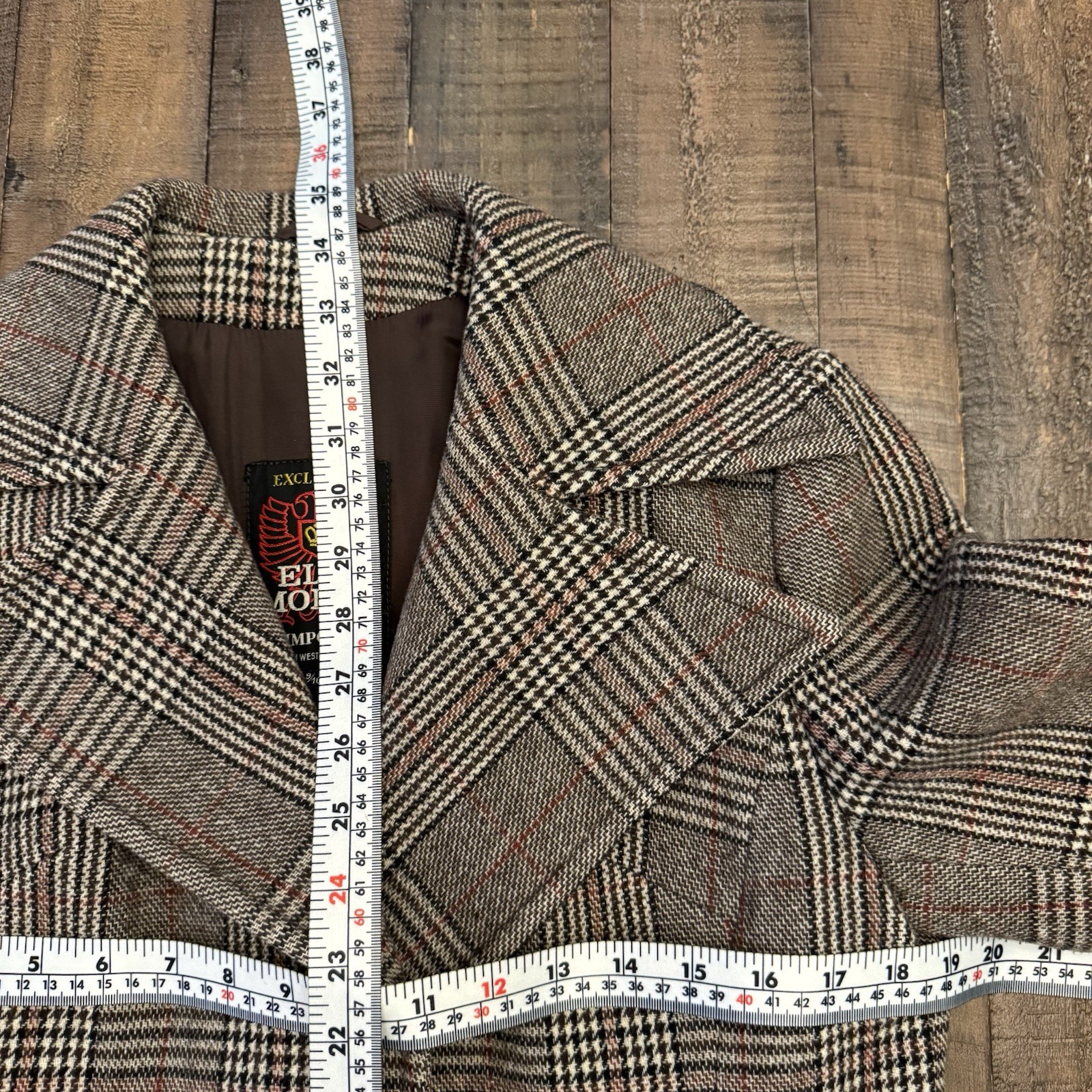 VTG Elli Modes Wool Belted Wrap Coat Women&rsquo;s 9/10 Glen Plaid Equestrian Germany