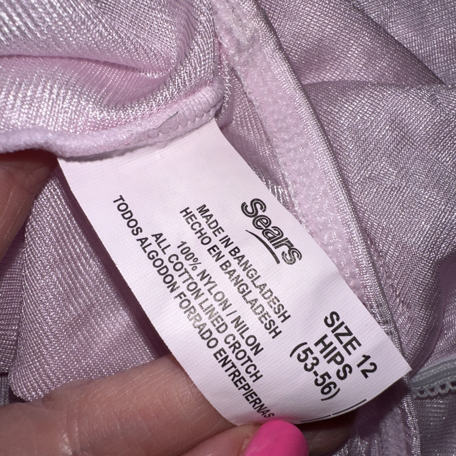 Vtg Panties Shiny Nylon Brief Sears Light pink 12 5X Grannycore Hips 53-56