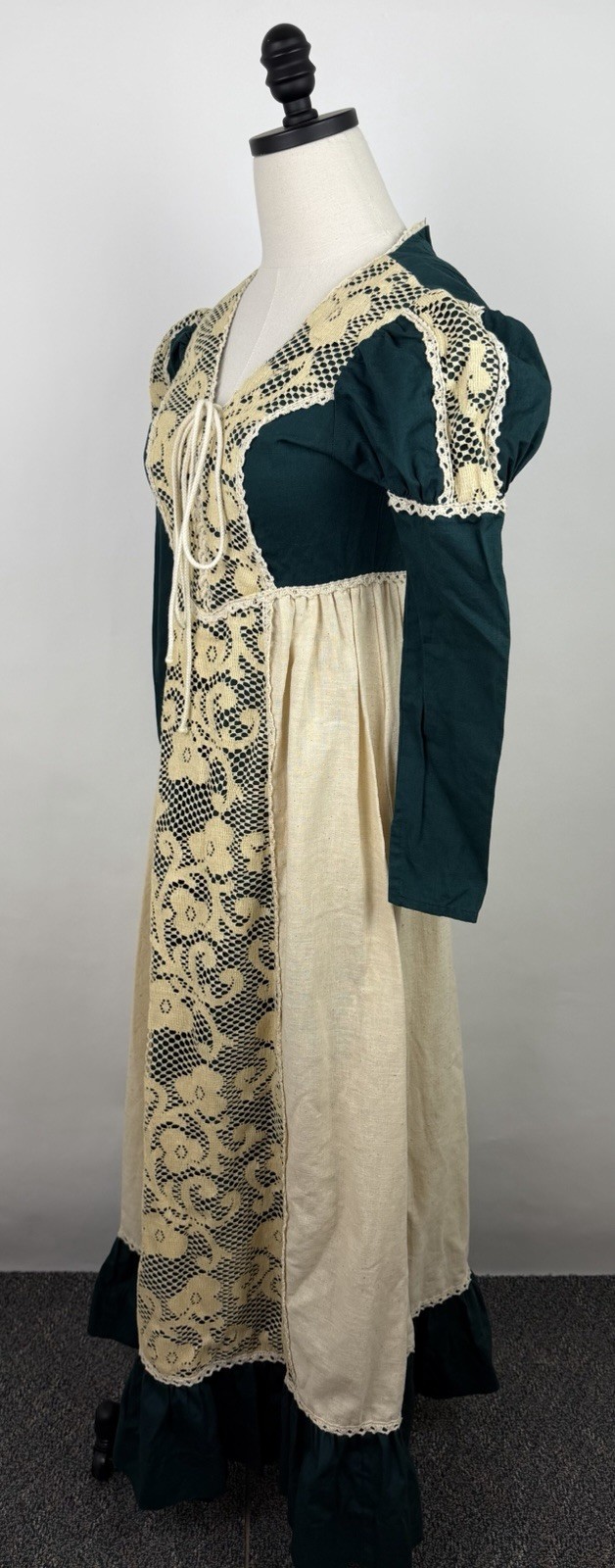 Vintage Gunne Sax Black Label Dress Forest Green Corset Medieval Renaissance 70s