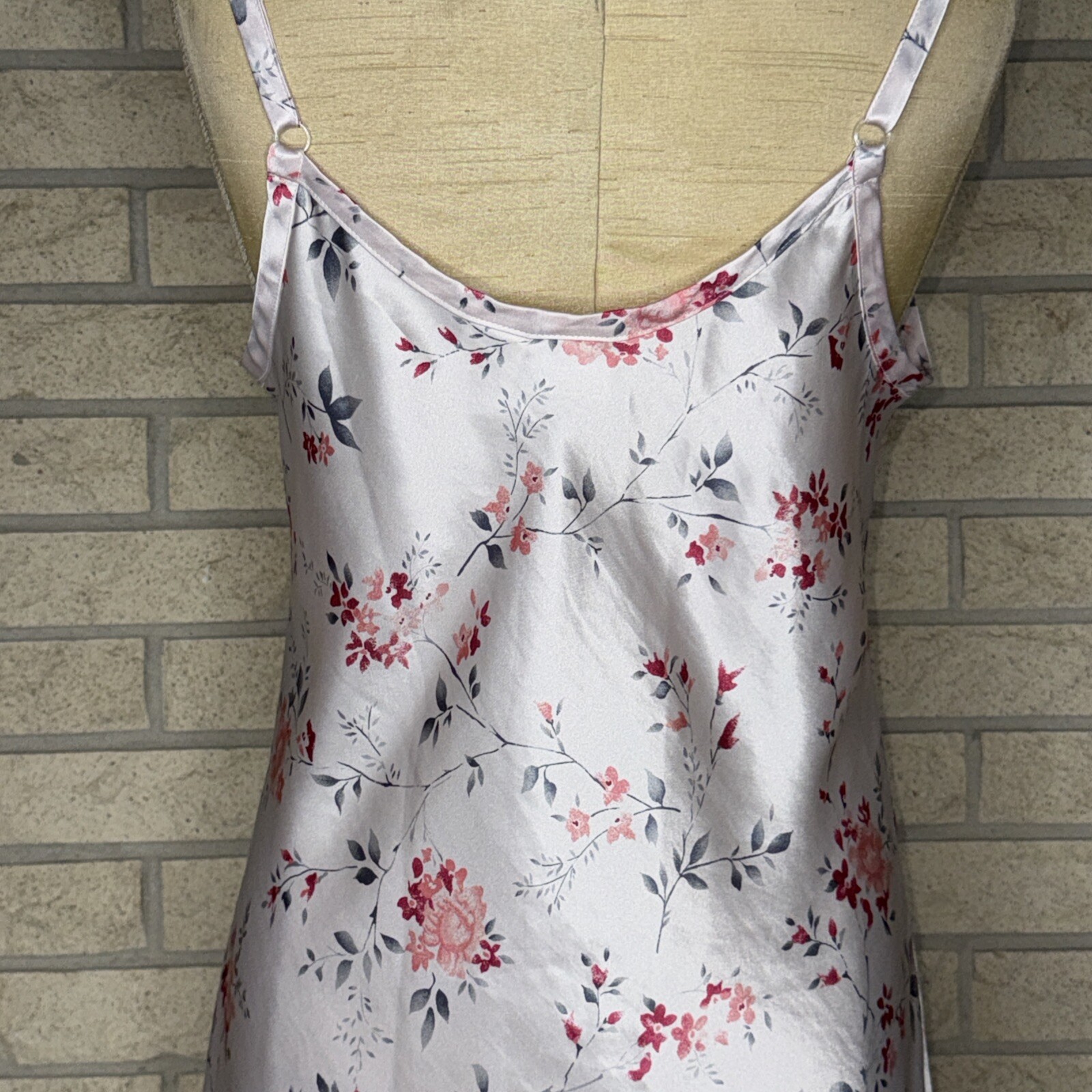 Vintage Gilligan & O’Malley Multicolored Floral Print Bias Cut Slip Dress Medium