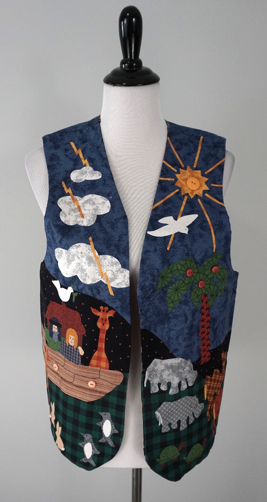 Vtg Handmade Noah&rsquo;s Ark Sunday School Teacher Fabric Vest One Size