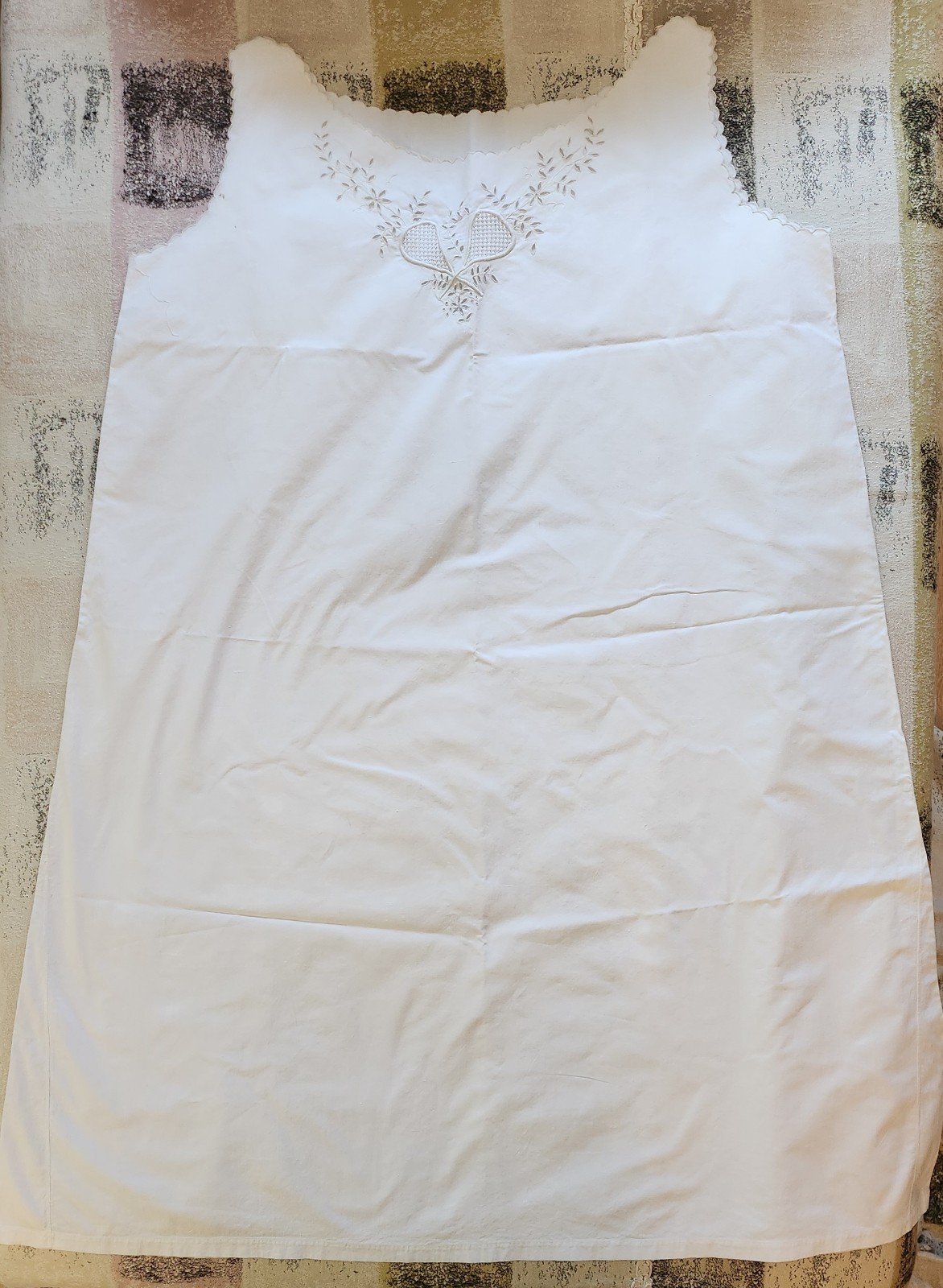 Vintage Cottagecore White Embroidery Sleeveless 3XL Sleep Dress Gown
