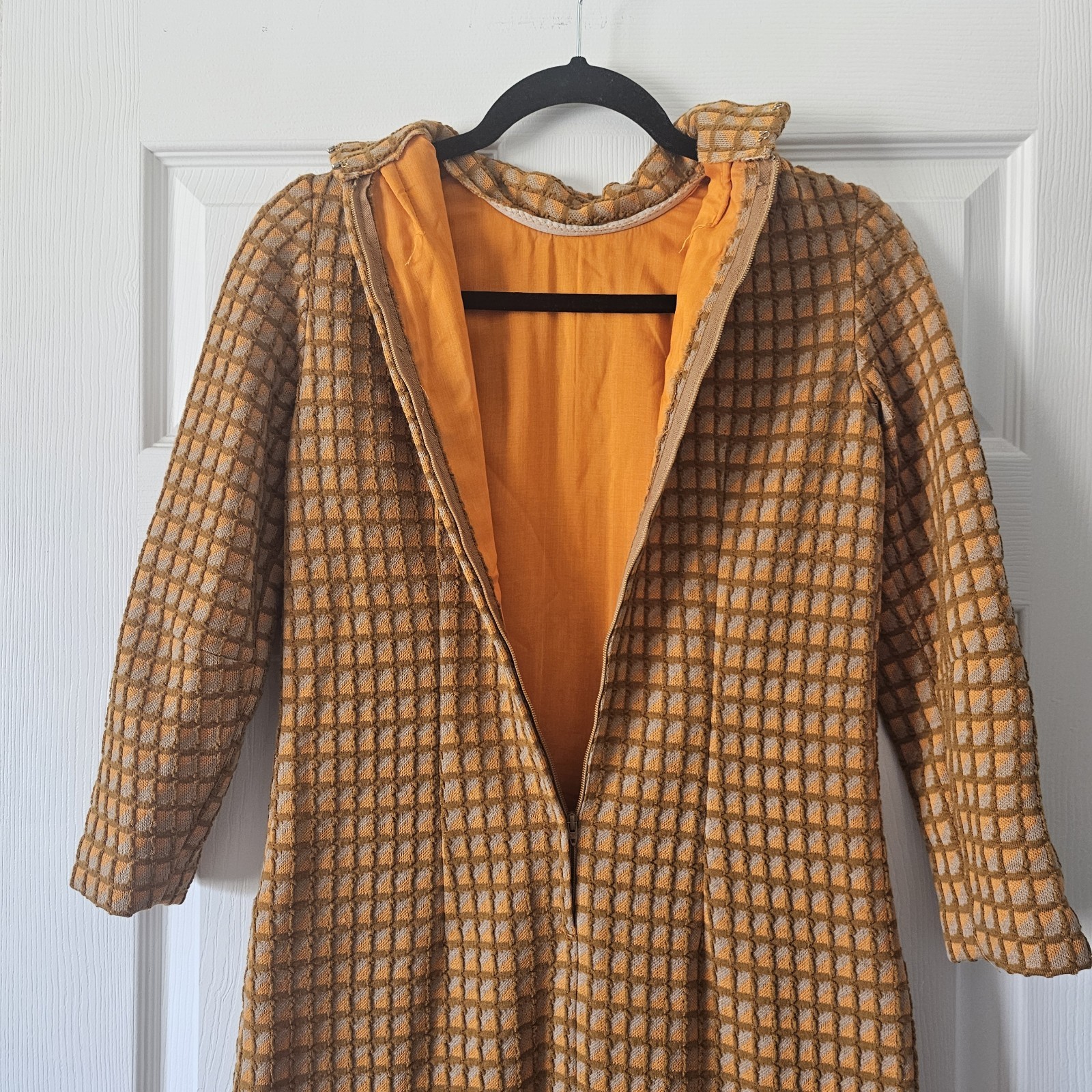 1960s 1970s Vintage Orange Mustard Yellow Mod Spaceage Shift Dress #37