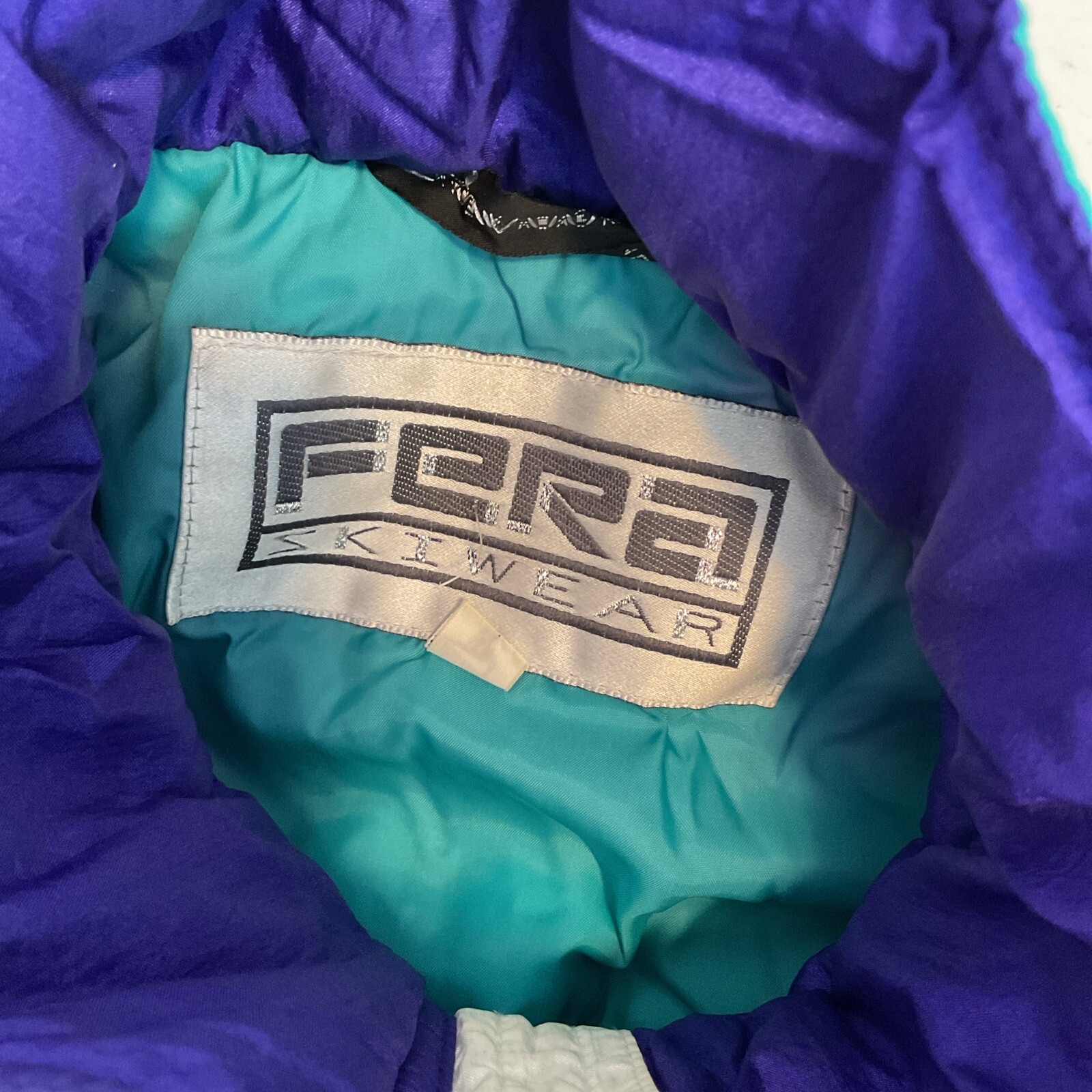 Vtg 80s SKI JACKET WINTER COAT BY FERA 10 Batwing Black Colorblock Neon Smocked