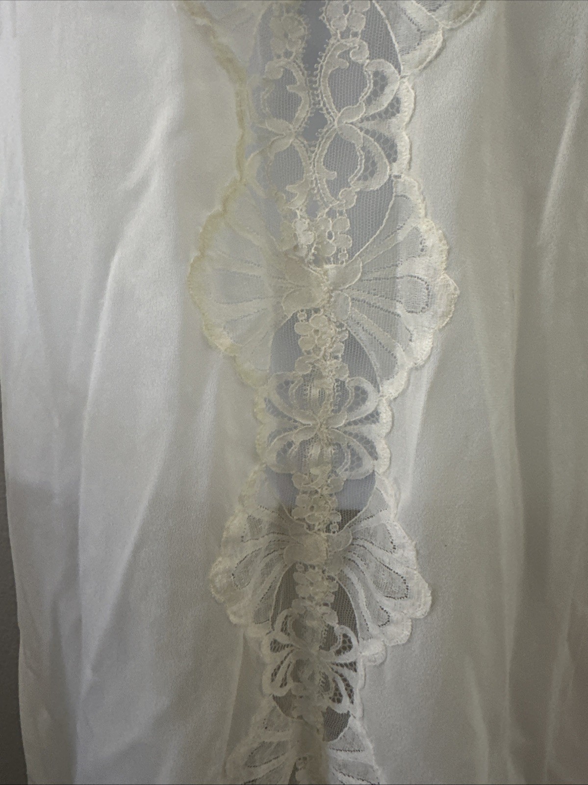 Vintage EMILIO PUCCI Formfit Rogers Ivory Lace Sleeveless Nightgown Medium