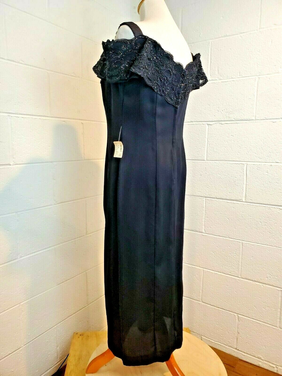 Gantos Evening Chic Vintage 80s Black Evening Gown Dress NWT Dead Stock Size 12
