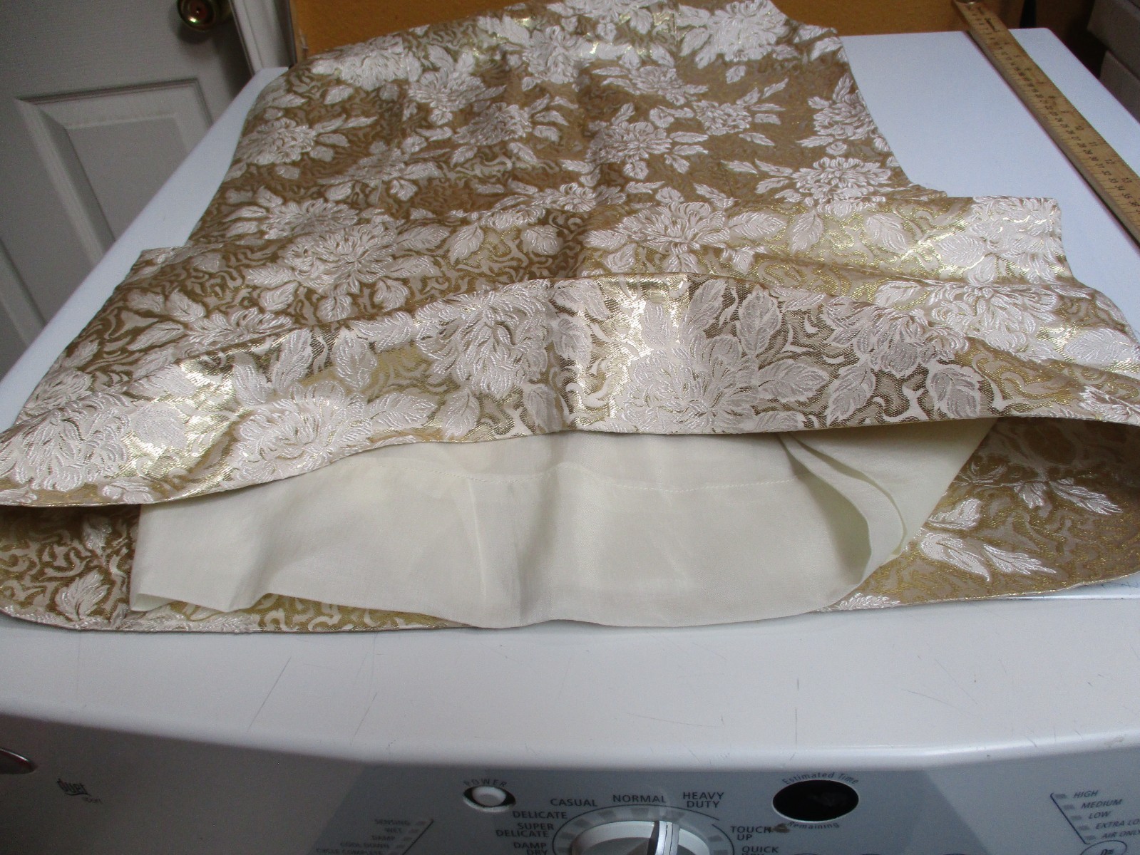 Vtg 1960s Gold Lamé Brocade Bombshell Wiggle Cocktail Dress Hand Made – M
