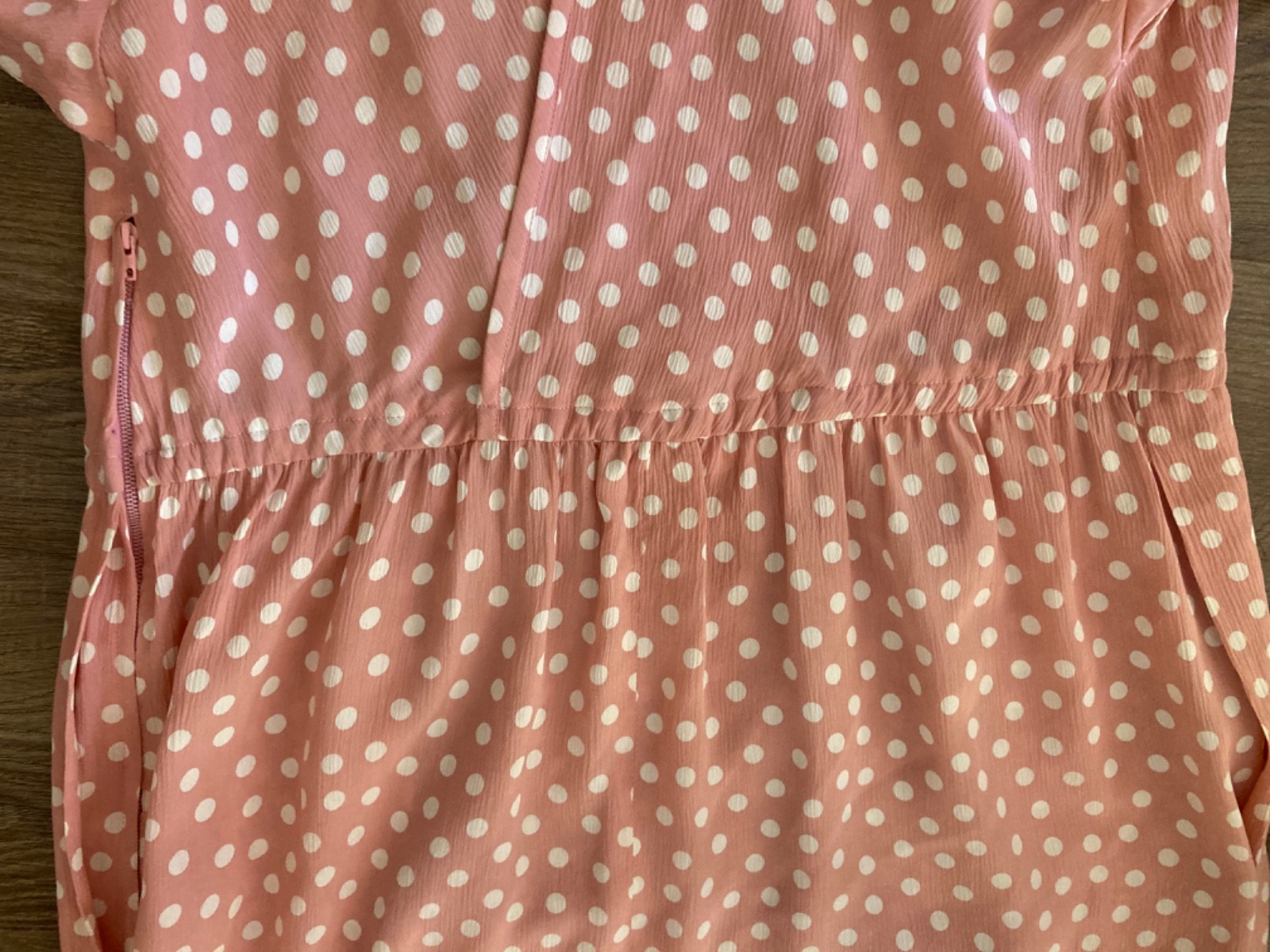 🇫🇷Vtg Yves Saint Laurent Polka Dot Pink Dress Puff Blouson Sleeve France Sz.36