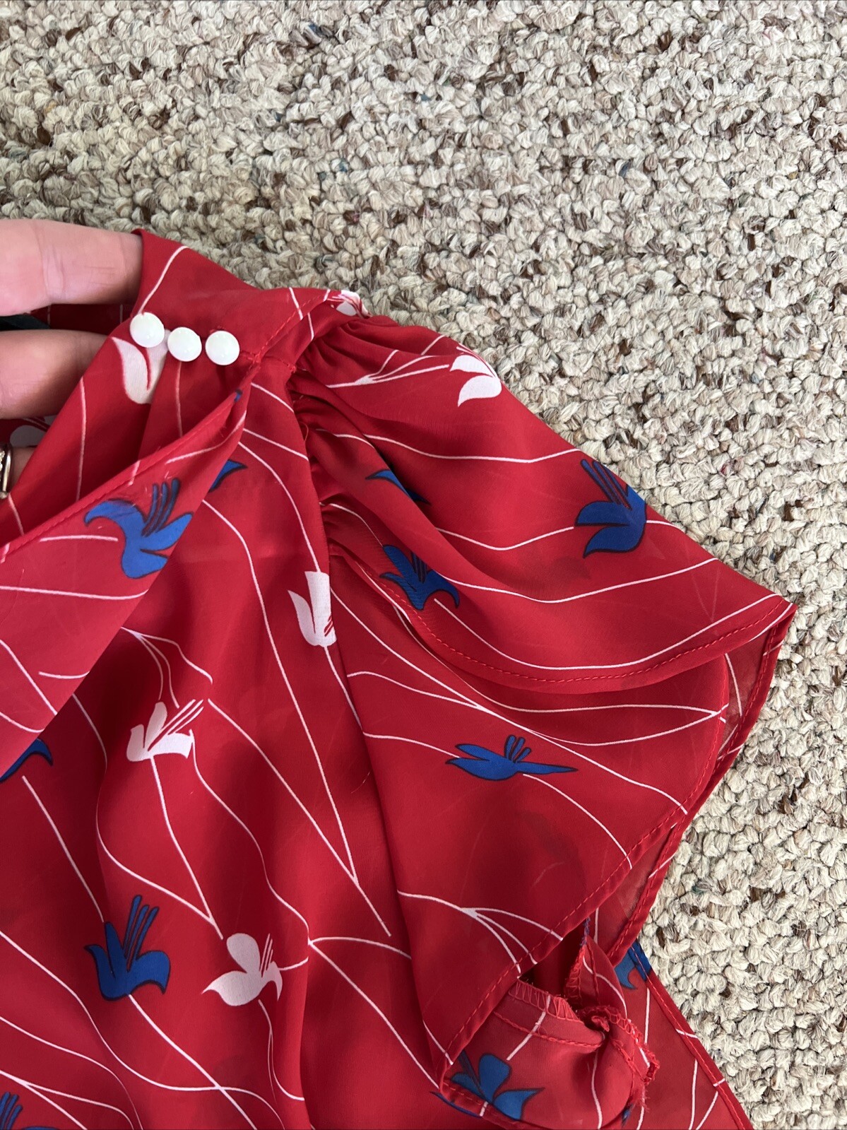 Vintage 1980s Red White & Blue 100% Polyester Dress Maree&rsquo; Made Jamaica Size 18