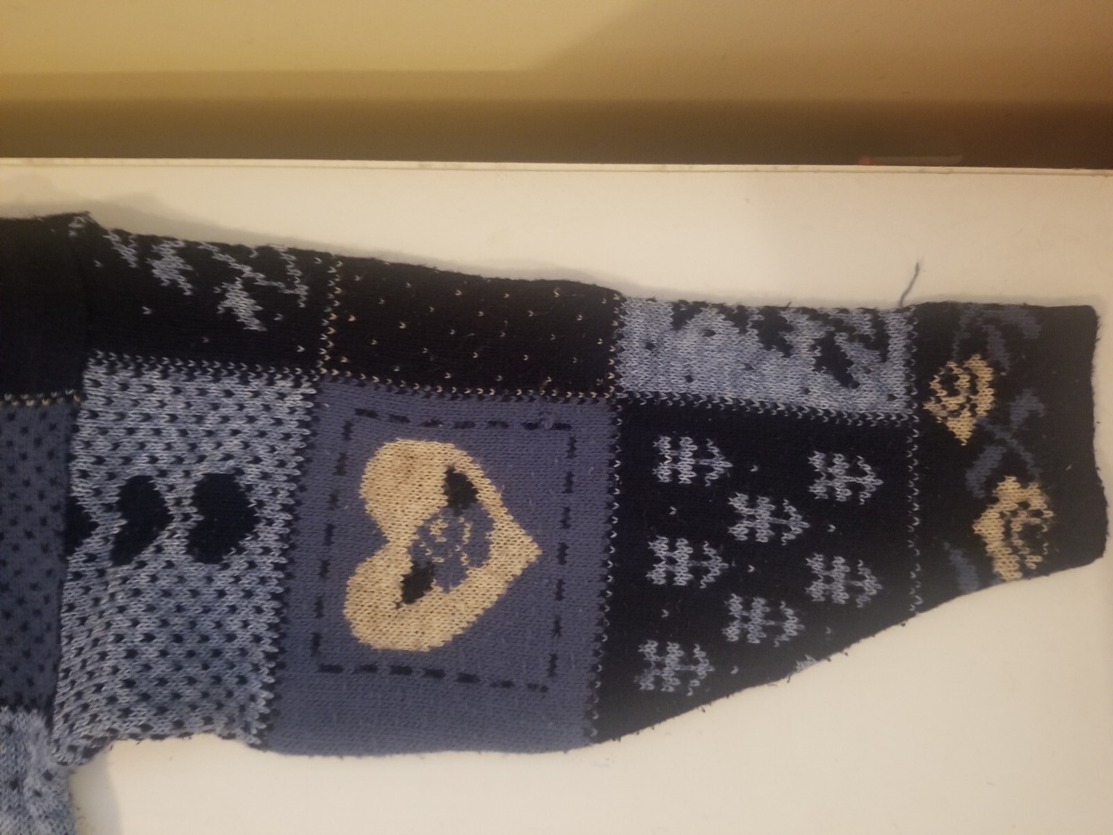 Vintage Adele Sweater Large Knitwear Blue Hearts Flowers MadeInUSA 46&Prime;B/27&Prime;L EUC