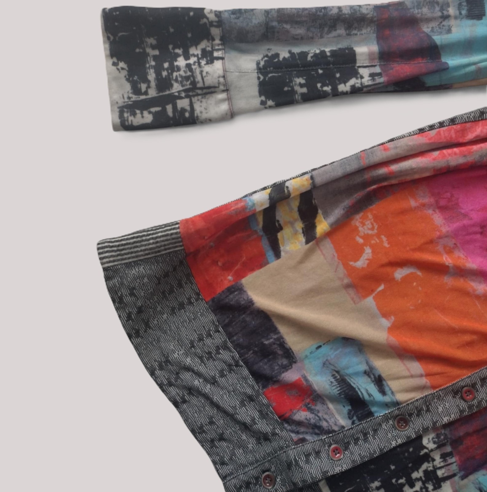 Vintage Adventures des Toiles Artwear Blouse Jacket Abstract Print Painted 38 M