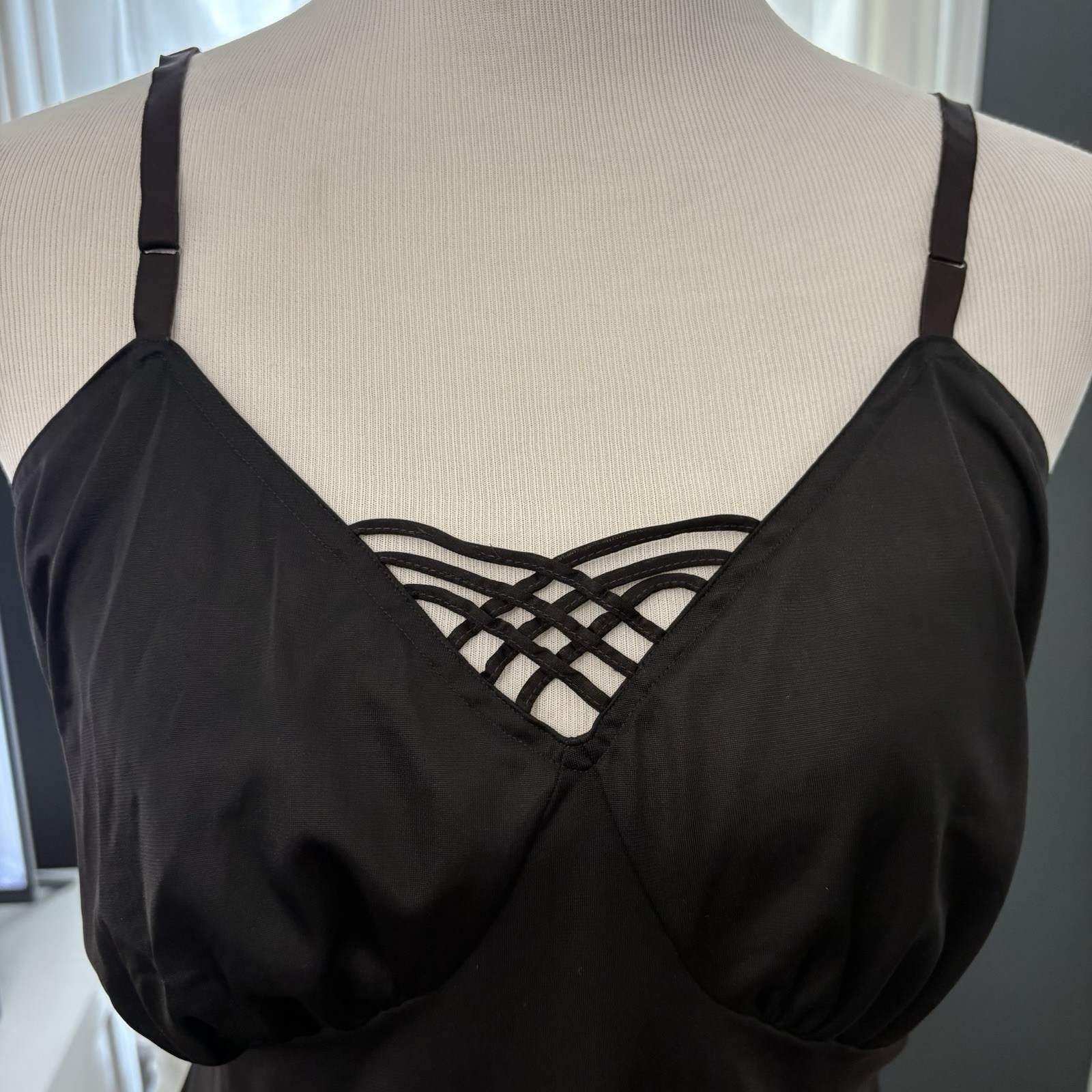 Vintage Black Slip Dress Maybe Vanity Fair Wounded No Tags 36 Bust