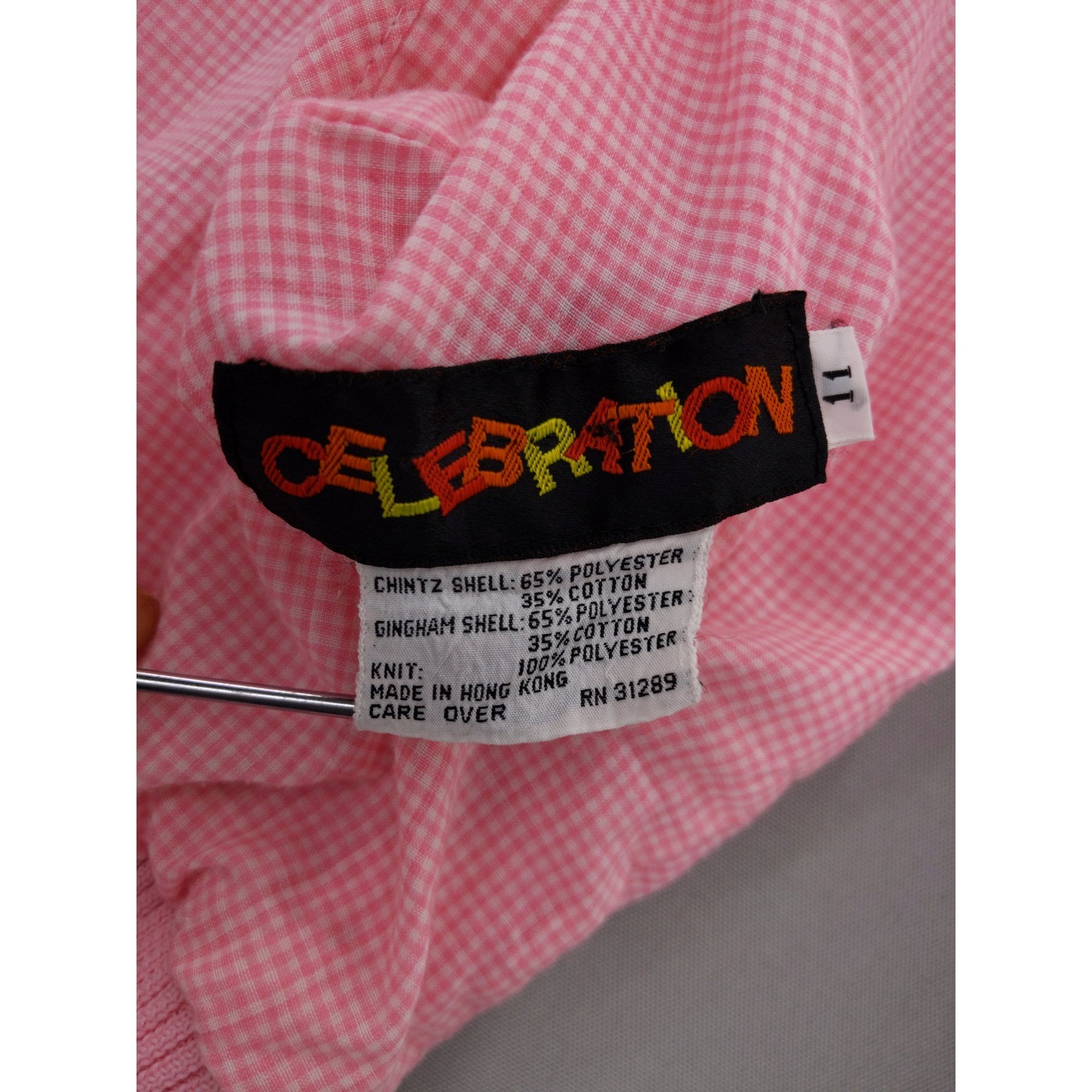 vtg 80s Reversable Celebration Bomber Jacket Womens M Pink Gingham Zip Up