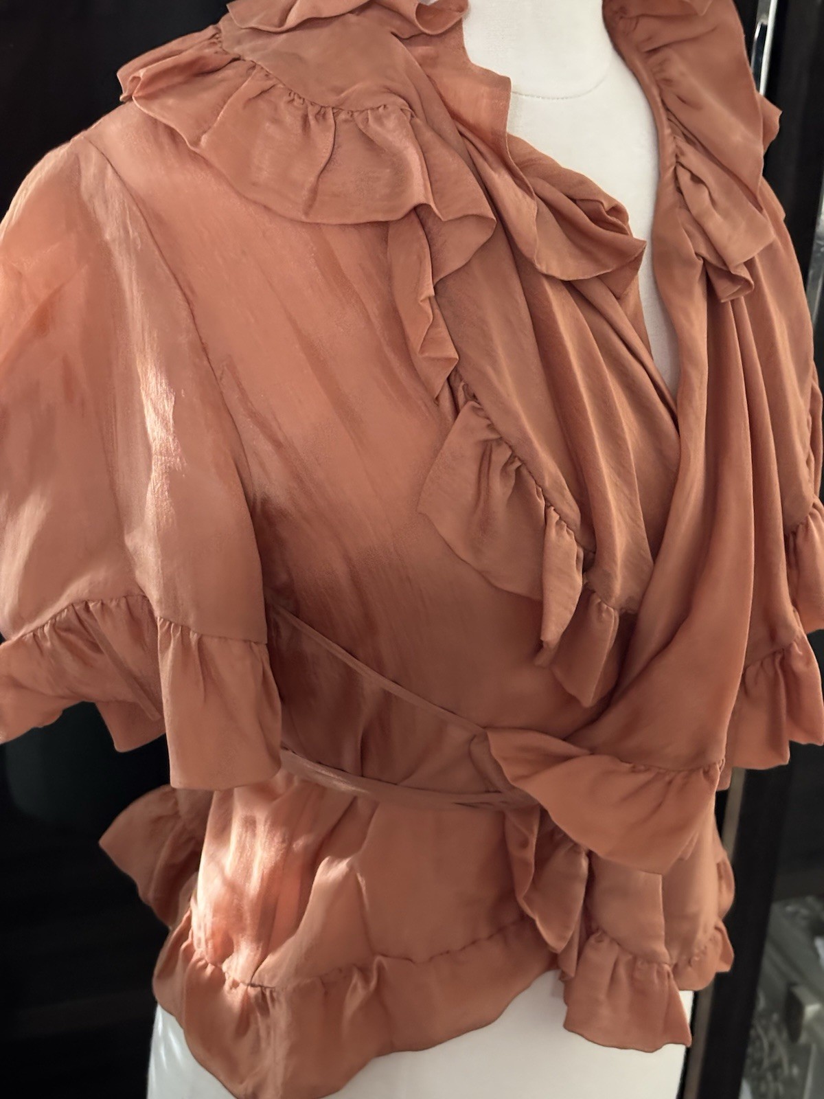 Marni 100% Silk Brown Ruffle Blouse IT 40 (US 4–6) | Butter-Soft Designer Top