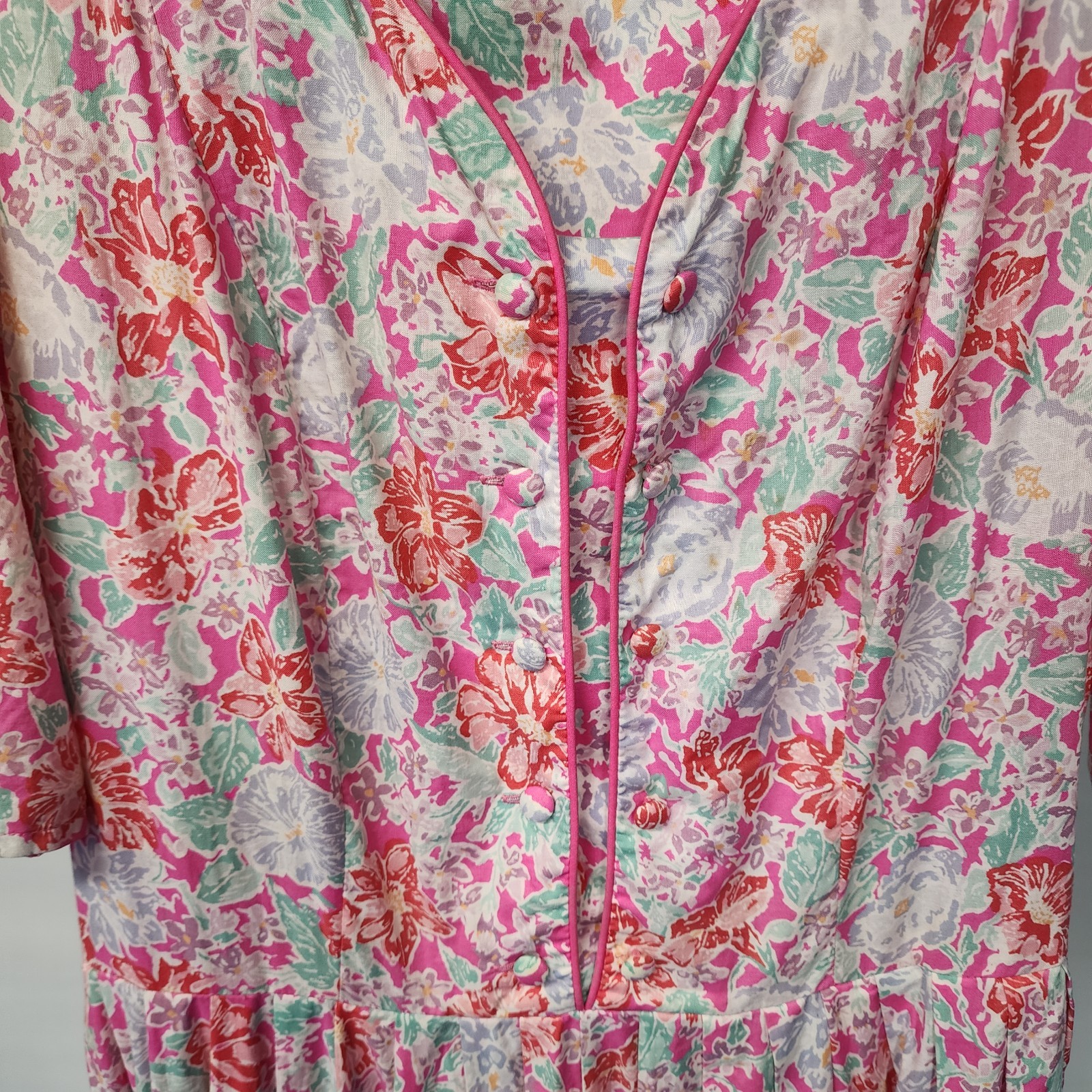 Vintage Laura Ashley Floral Cotton Prairie Midi Dress UK14 US12 Cottagecore GB