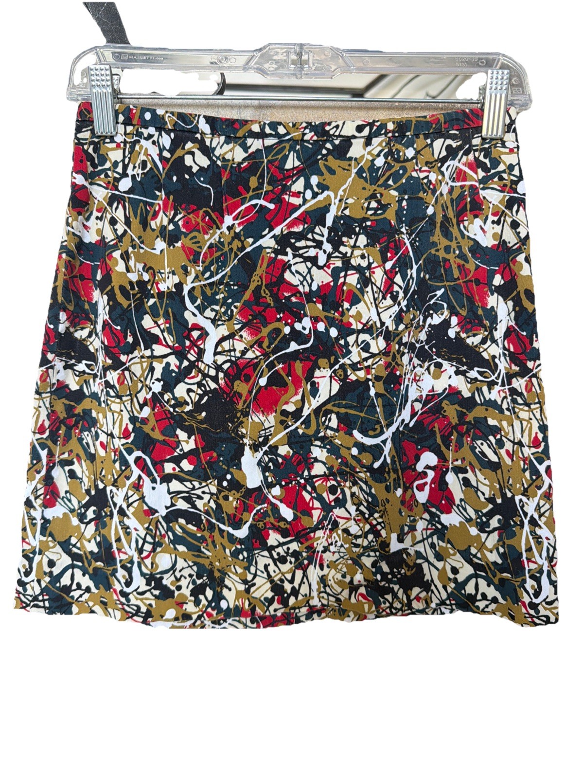 Vintage 90s Nicole Miller Art Print Paint Splatter Mini Skirt Size 4 Made In USA