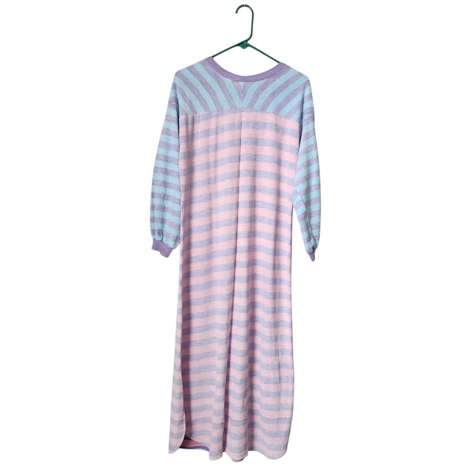 BRANDYWINE Vintage Pastel Striped Fleece Maxi dress Made in USA Size Small