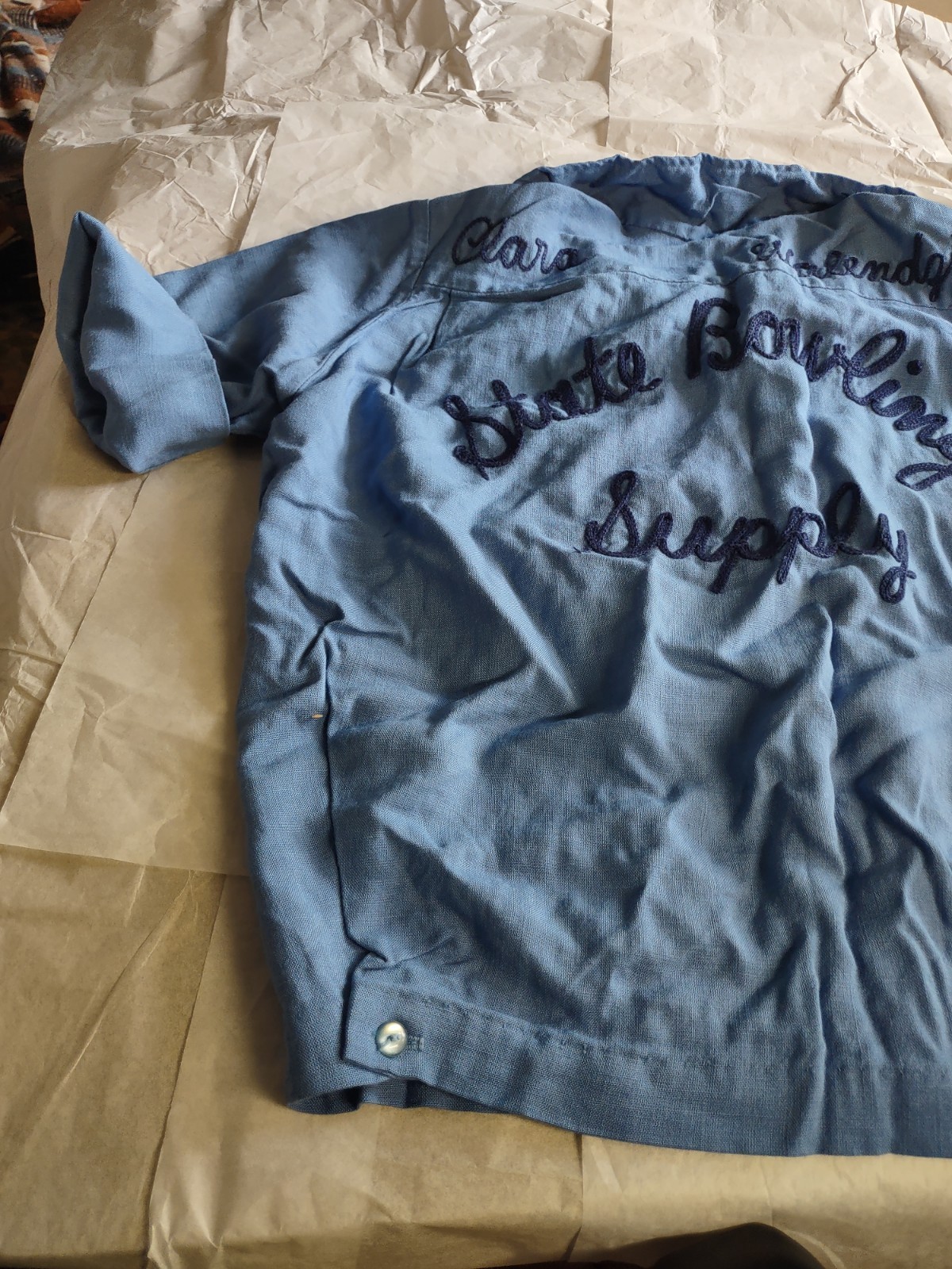 Vintage 60&rsquo;s Bowling Shirt Stitched Ladies Button Up S-STATE BOWLING SUPPY