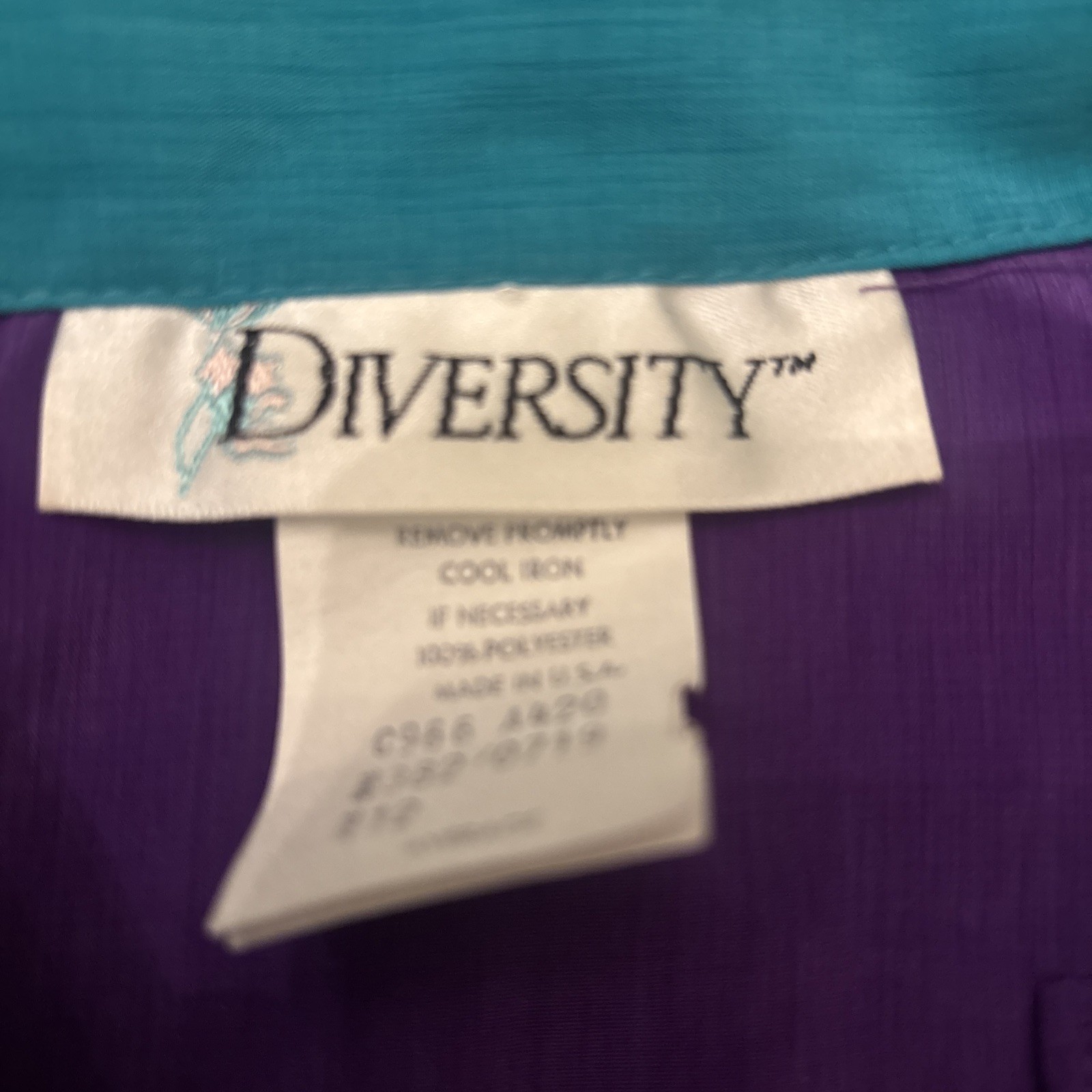 Vintage 90s Color block Button Up Shirt Purple Pink Green Diversity Size 12