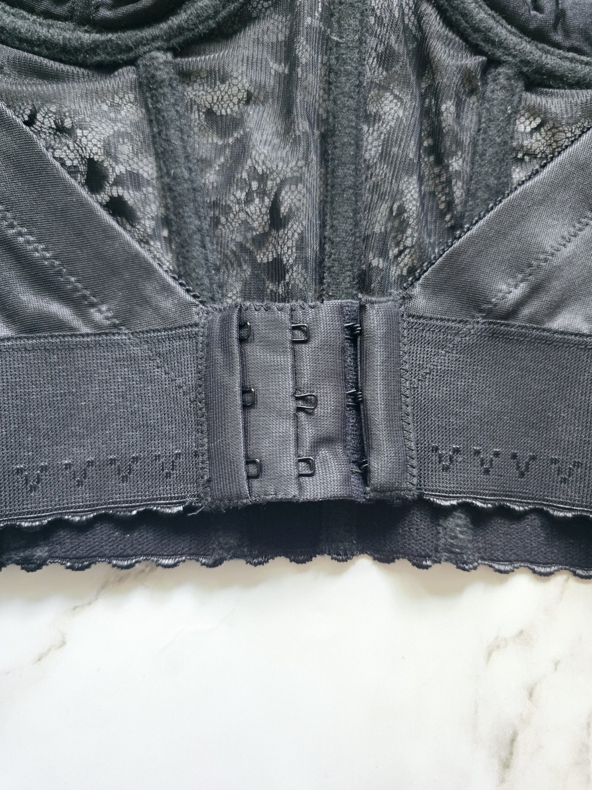 Sears Black Lace Vintage Bustier Longline Pinup Underwire Strapless Bra 36C